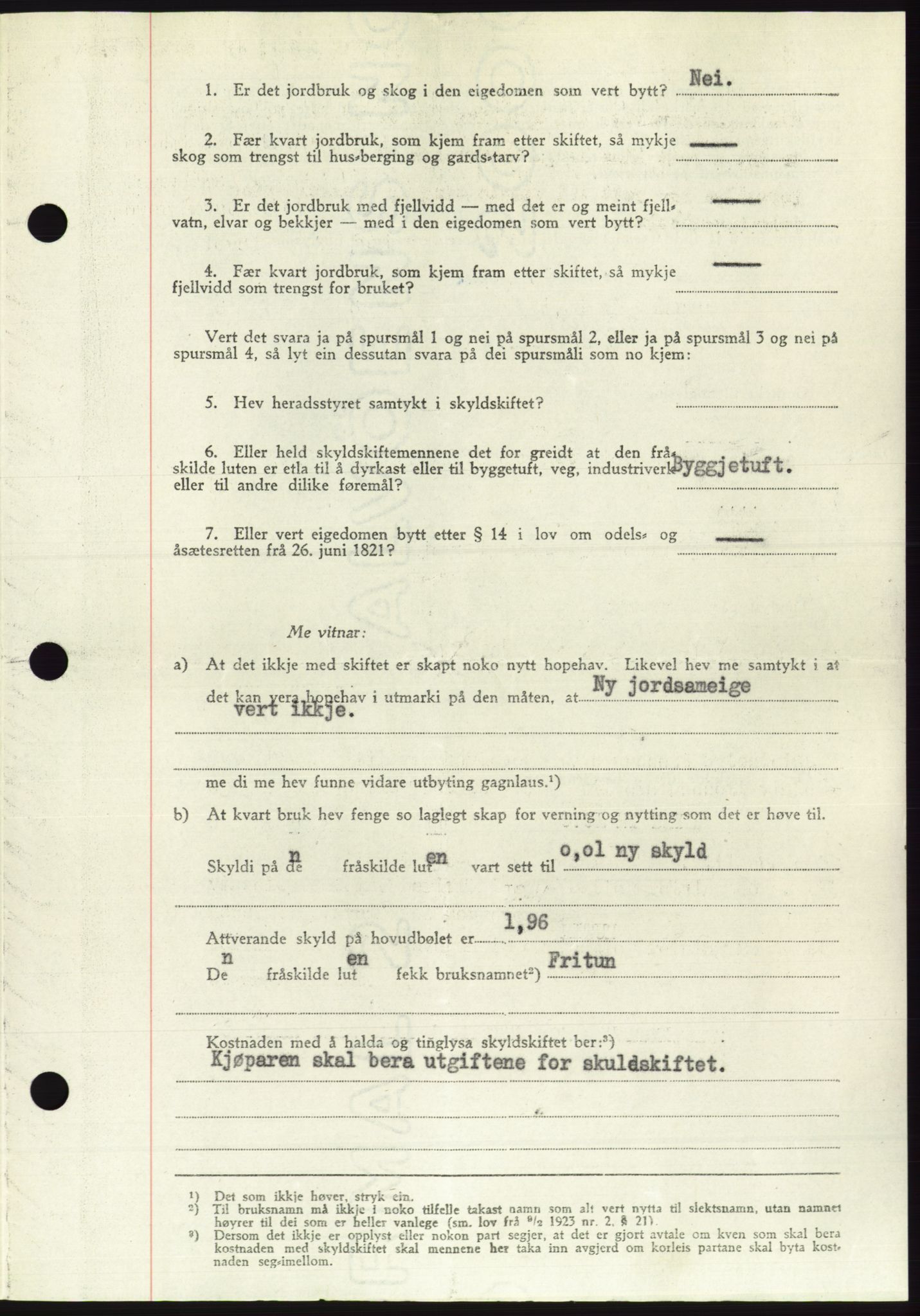 Søre Sunnmøre sorenskriveri, AV/SAT-A-4122/1/2/2C/L0084: Mortgage book no. 10A, 1949-1949, Diary no: : 902/1949