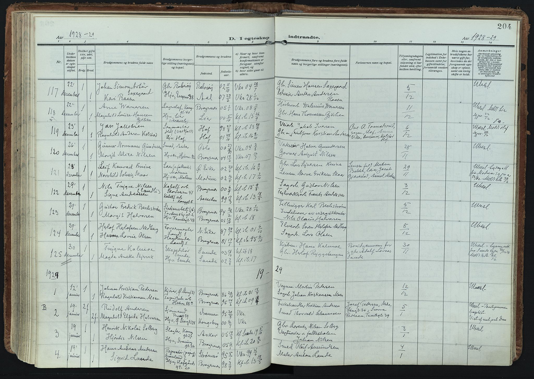 Bragernes kirkebøker, SAKO/A-6/F/Fc/L0009: Parish register (official) no. III 9, 1921-1939, p. 204