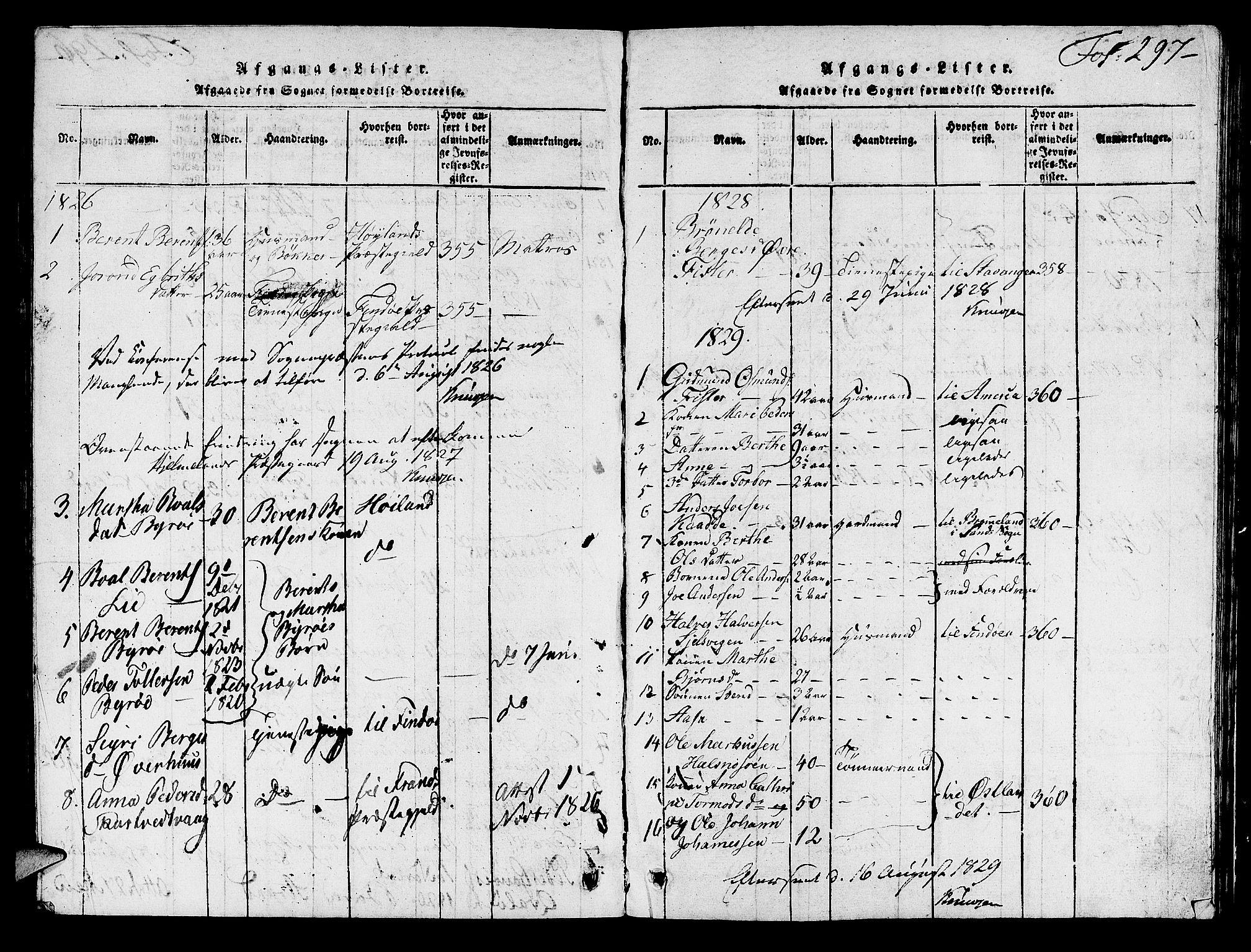 Hjelmeland sokneprestkontor, AV/SAST-A-101843/01/V/L0003: Parish register (copy) no. B 3, 1816-1841, p. 297