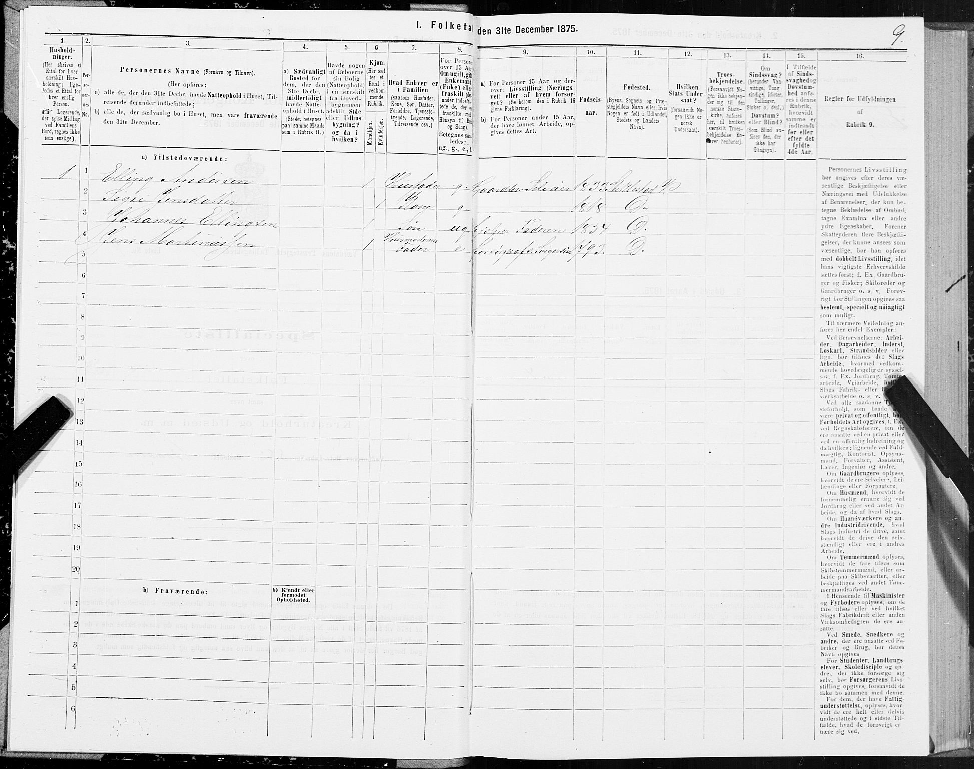 SAT, 1875 census for 1721P Verdal, 1875, p. 3009