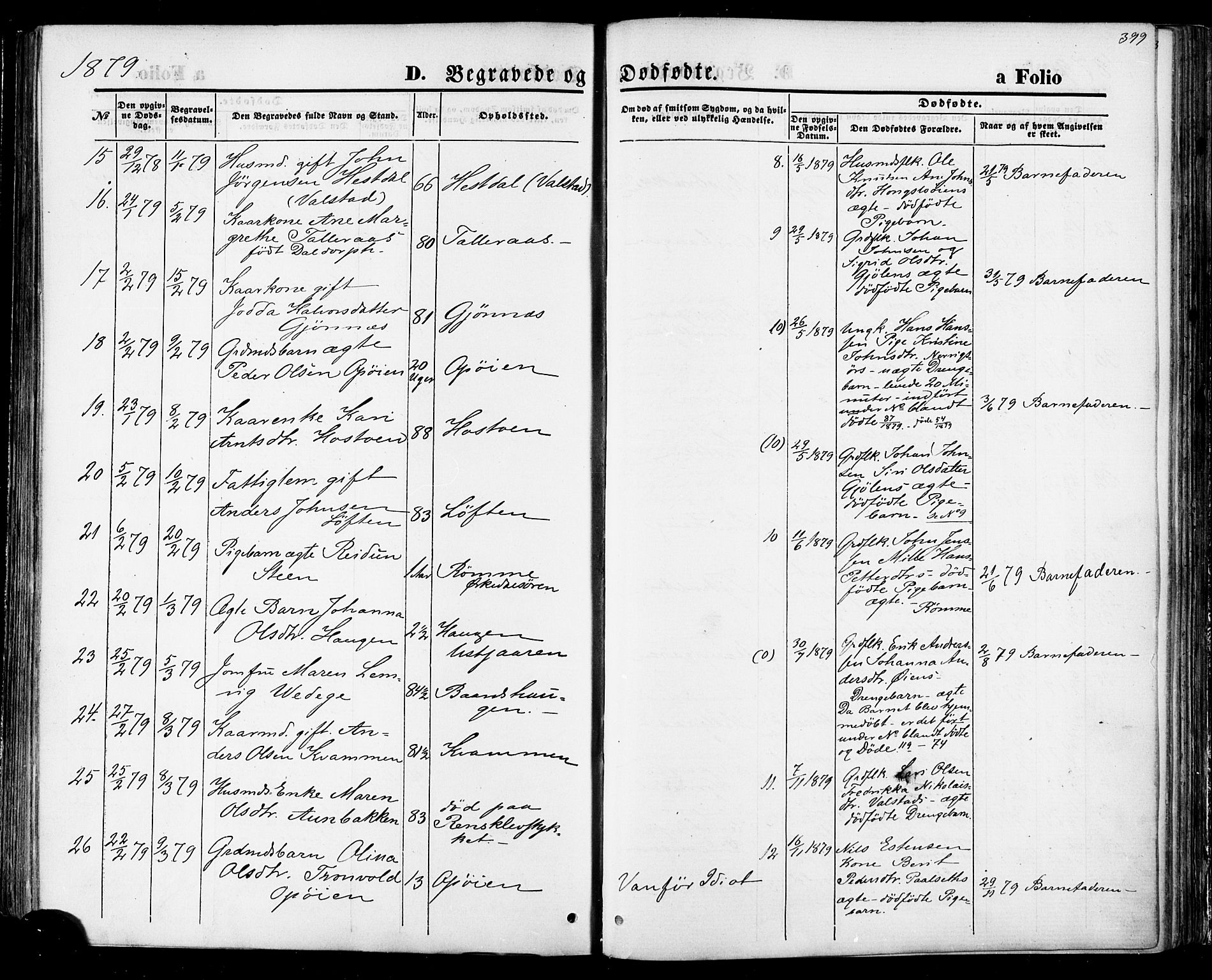 Ministerialprotokoller, klokkerbøker og fødselsregistre - Sør-Trøndelag, AV/SAT-A-1456/668/L0807: Parish register (official) no. 668A07, 1870-1880, p. 399