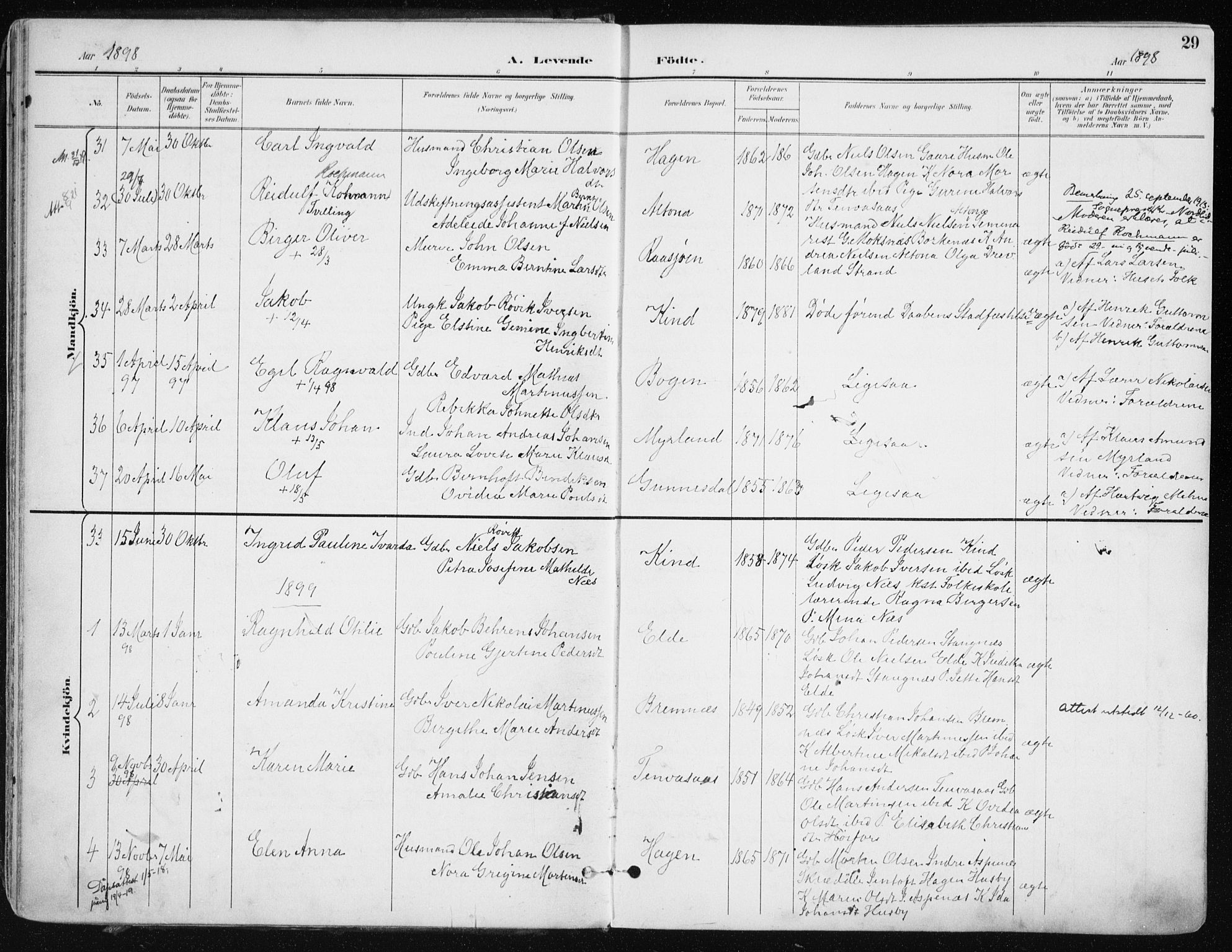 Kvæfjord sokneprestkontor, SATØ/S-1323/G/Ga/Gaa/L0006kirke: Parish register (official) no. 6, 1895-1914, p. 29