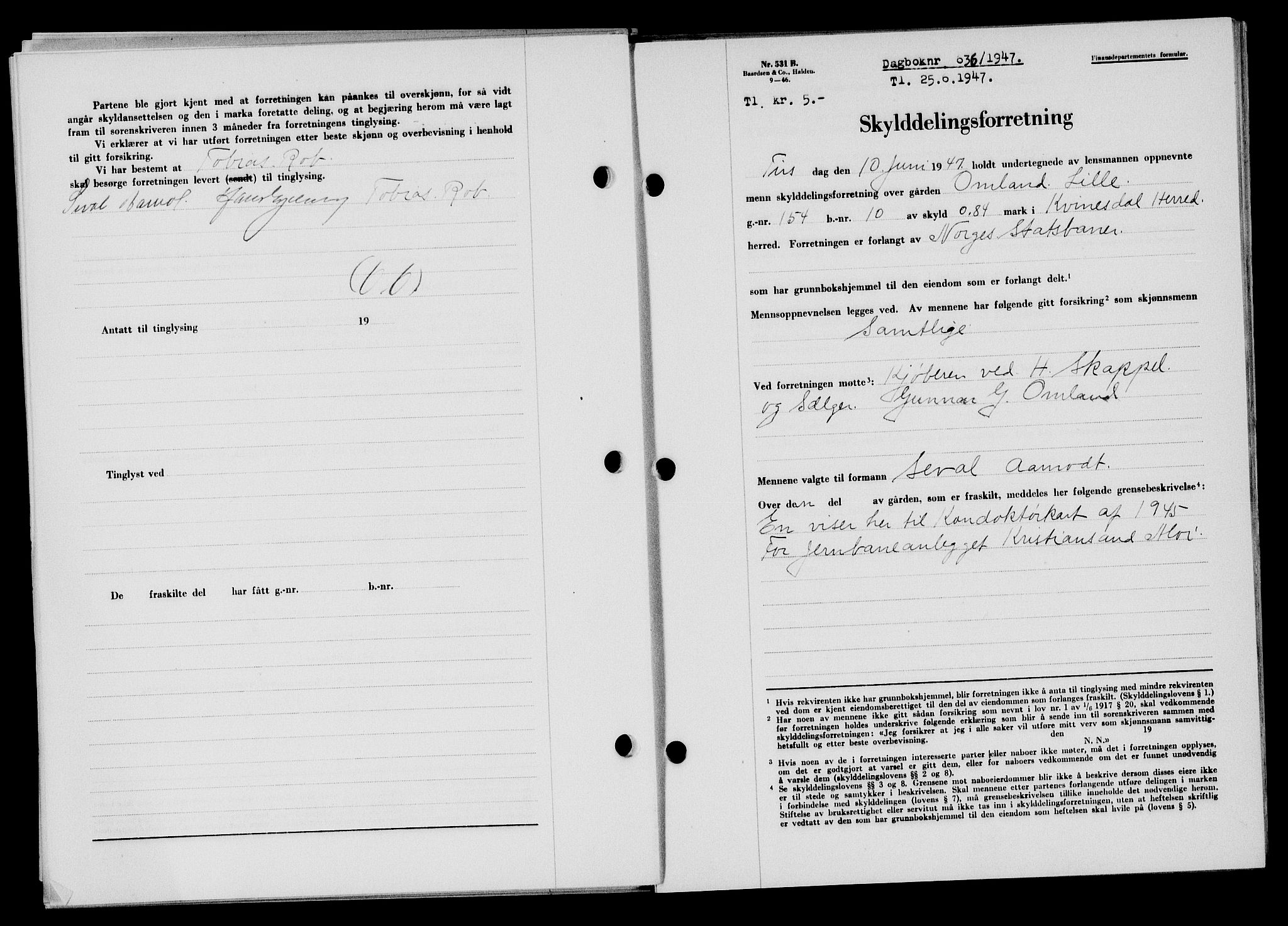 Flekkefjord sorenskriveri, SAK/1221-0001/G/Gb/Gba/L0062: Mortgage book no. A-10, 1947-1947, Diary no: : 636/1947