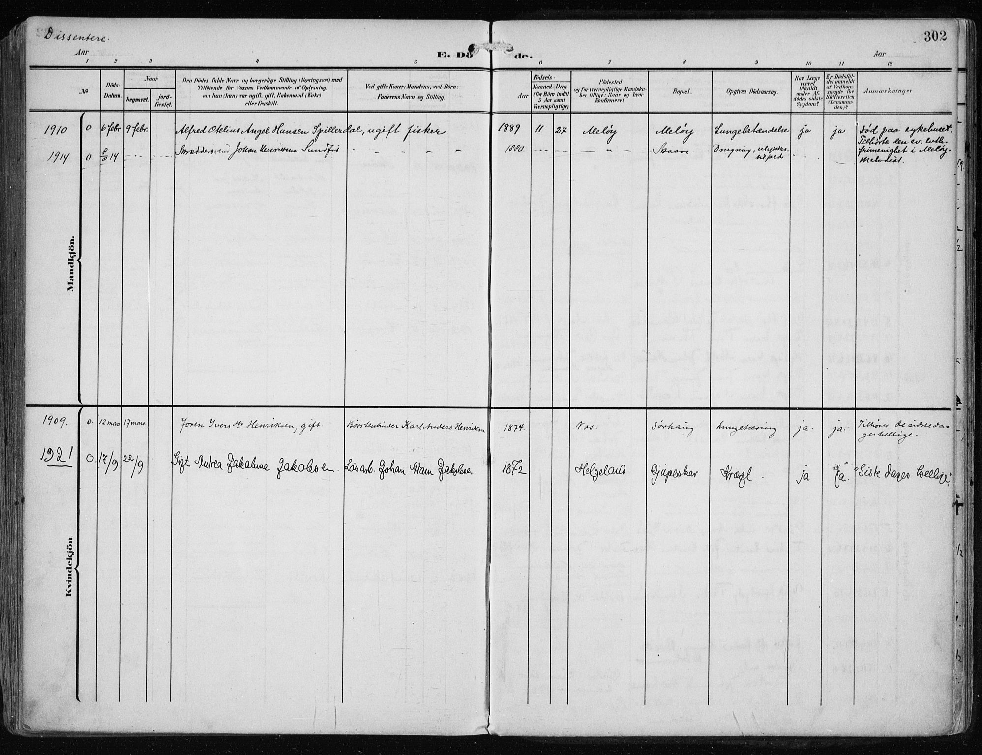 Haugesund sokneprestkontor, SAST/A -101863/H/Ha/Haa/L0010: Parish register (official) no. A 10, 1909-1935, p. 302