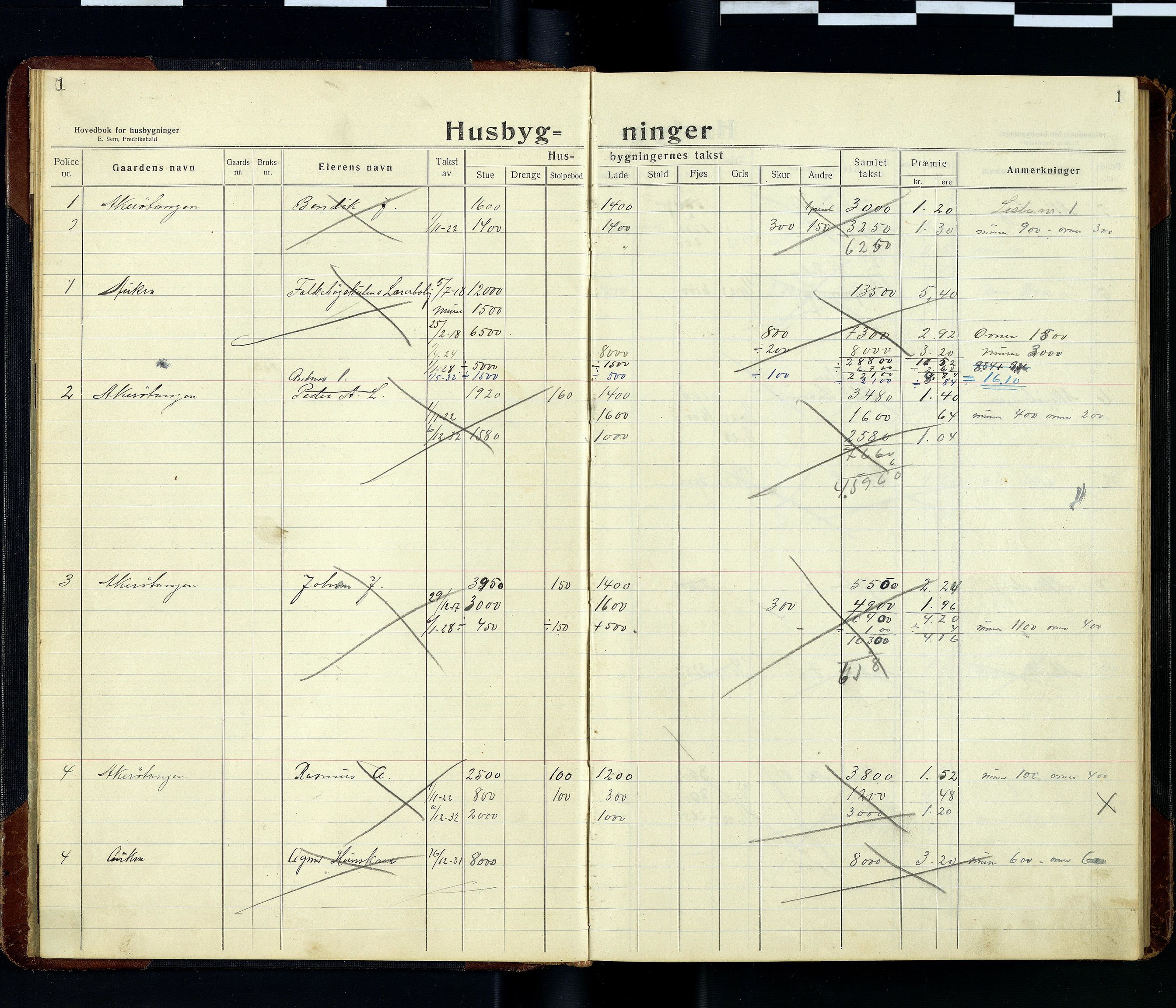 Aukra Brannkasse, ROMS/R.Ark.1003/H/L0006: Branntakstbok, 1915-1939