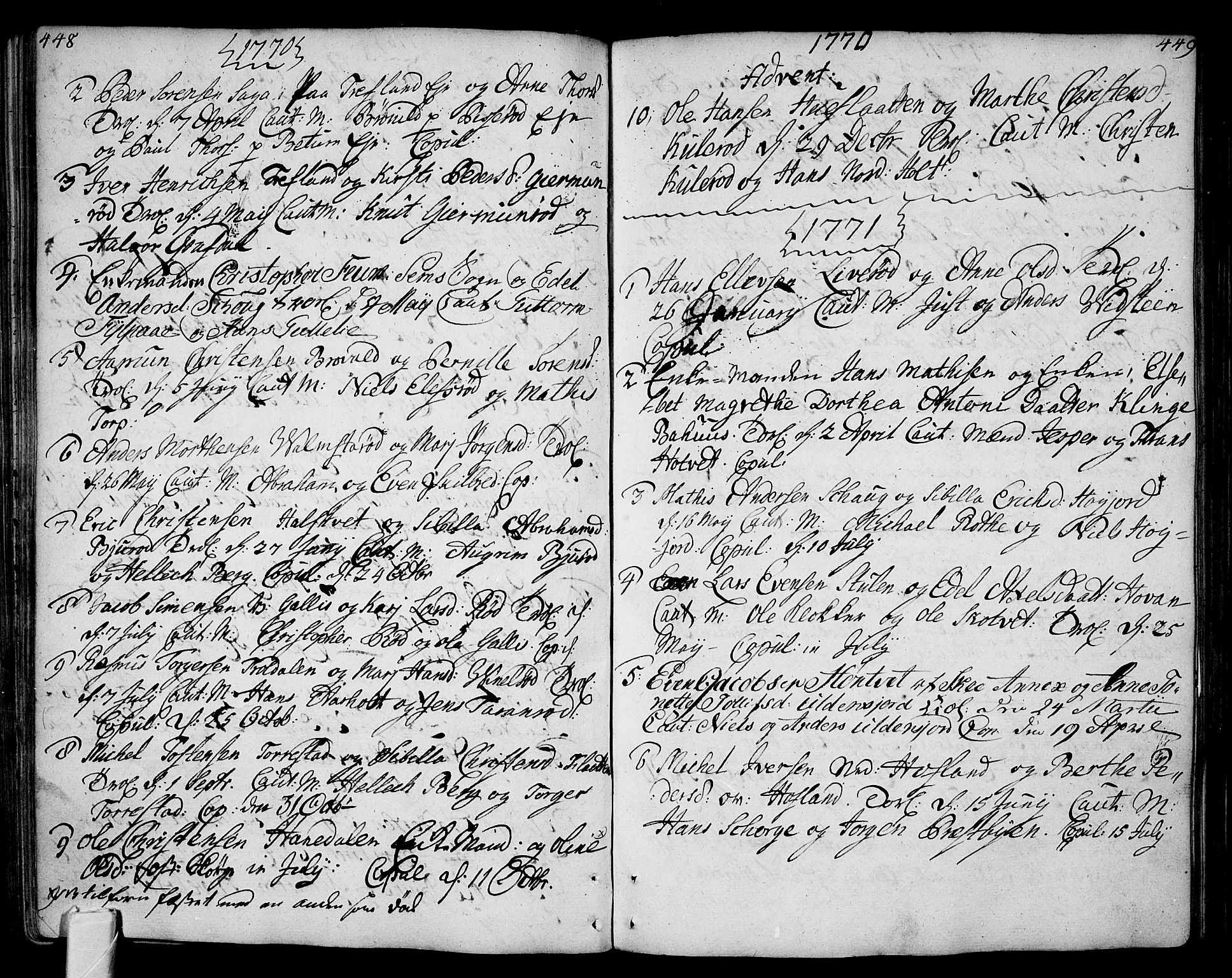 Andebu kirkebøker, AV/SAKO-A-336/F/Fa/L0002: Parish register (official) no. 2, 1733-1802, p. 448-449