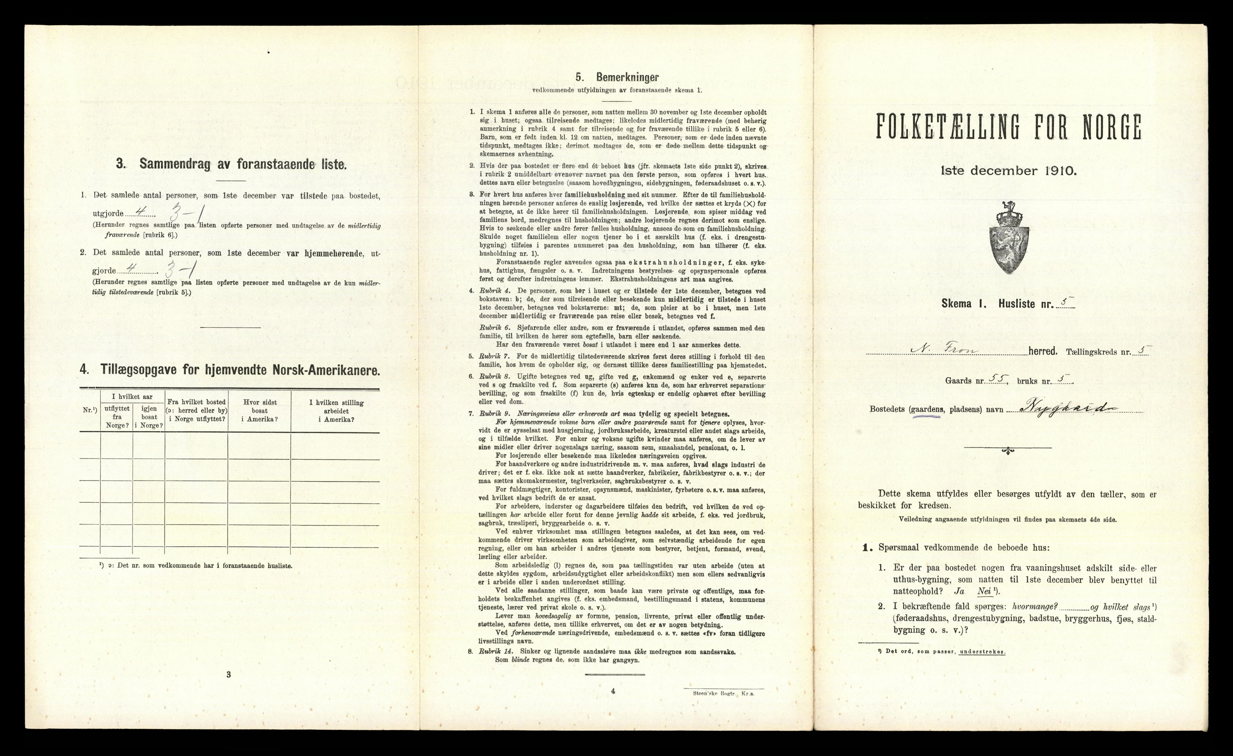 RA, 1910 census for Nord-Fron, 1910, p. 578