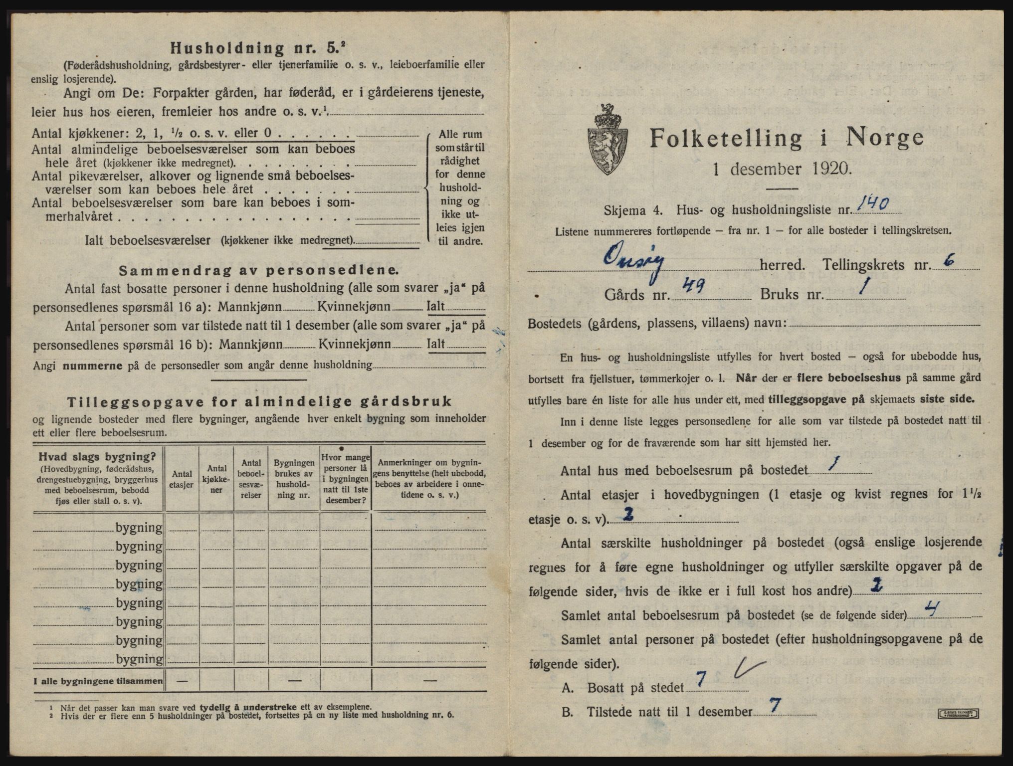 SAO, 1920 census for Onsøy, 1920, p. 1208