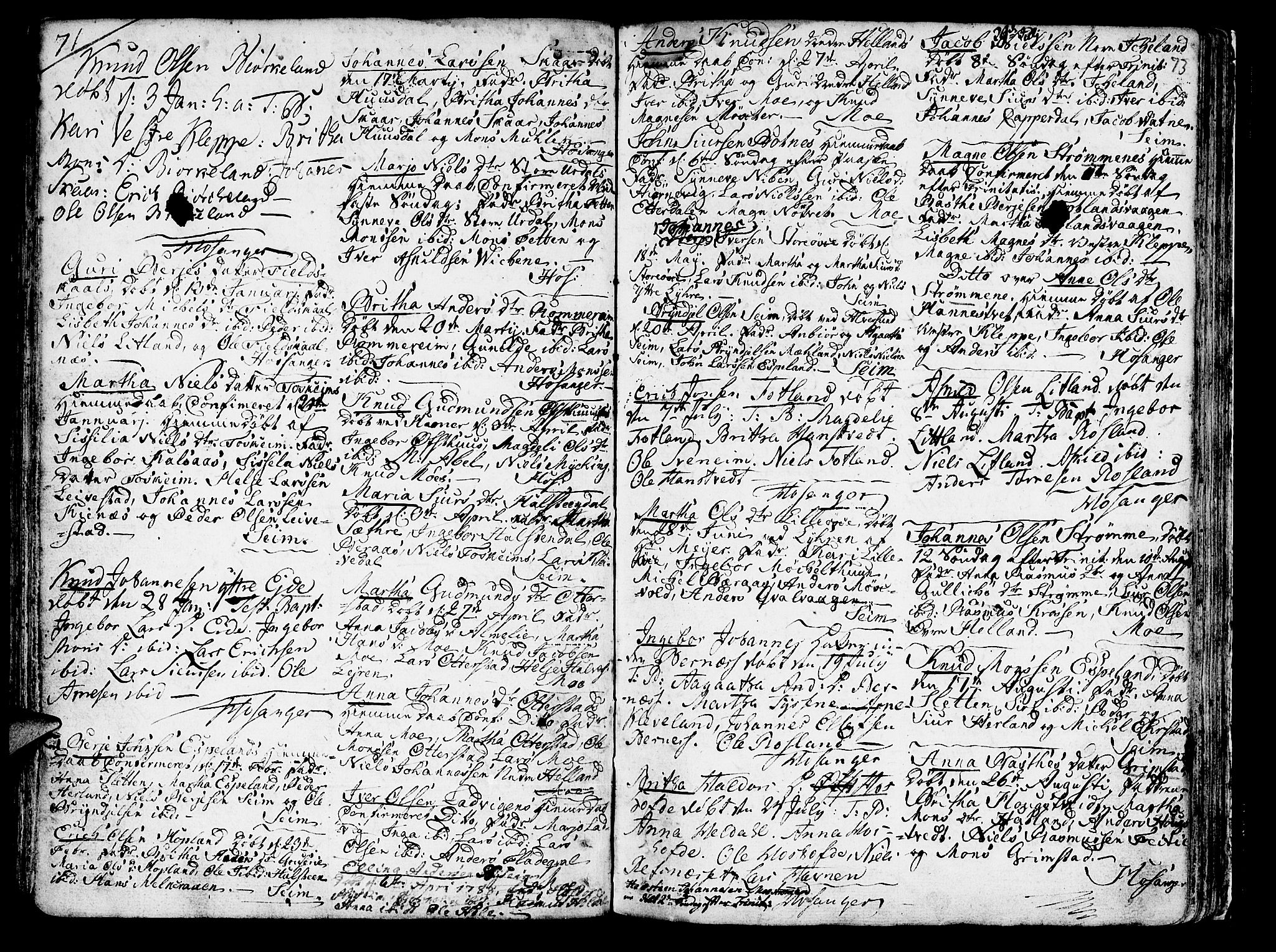 Hosanger sokneprestembete, AV/SAB-A-75801/H/Haa: Parish register (official) no. A 2 /1, 1766-1793, p. 73