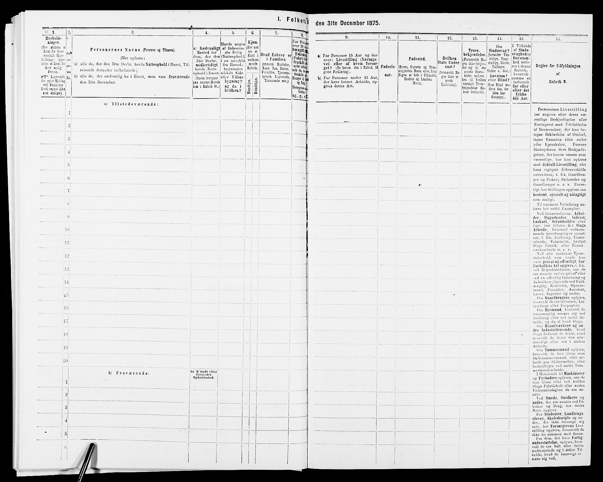 SAK, 1875 census for 0926L Vestre Moland/Vestre Moland, 1875, p. 389