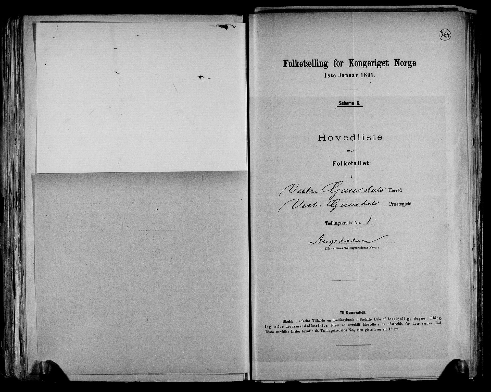 RA, 1891 census for 0523 Vestre Gausdal, 1891, p. 6