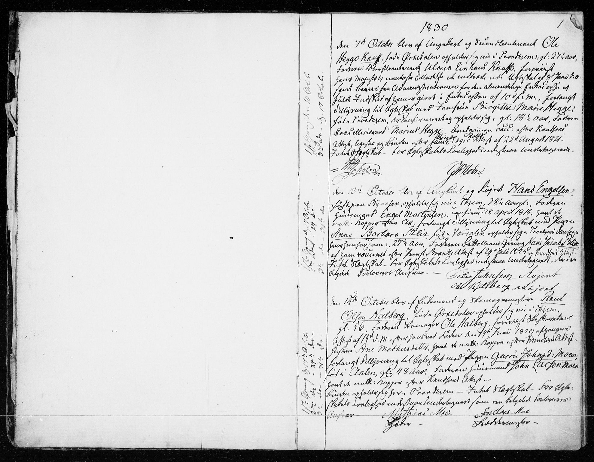 Ministerialprotokoller, klokkerbøker og fødselsregistre - Sør-Trøndelag, SAT/A-1456/601/L0046: Parish register (official) no. 601A14, 1830-1841, p. 1
