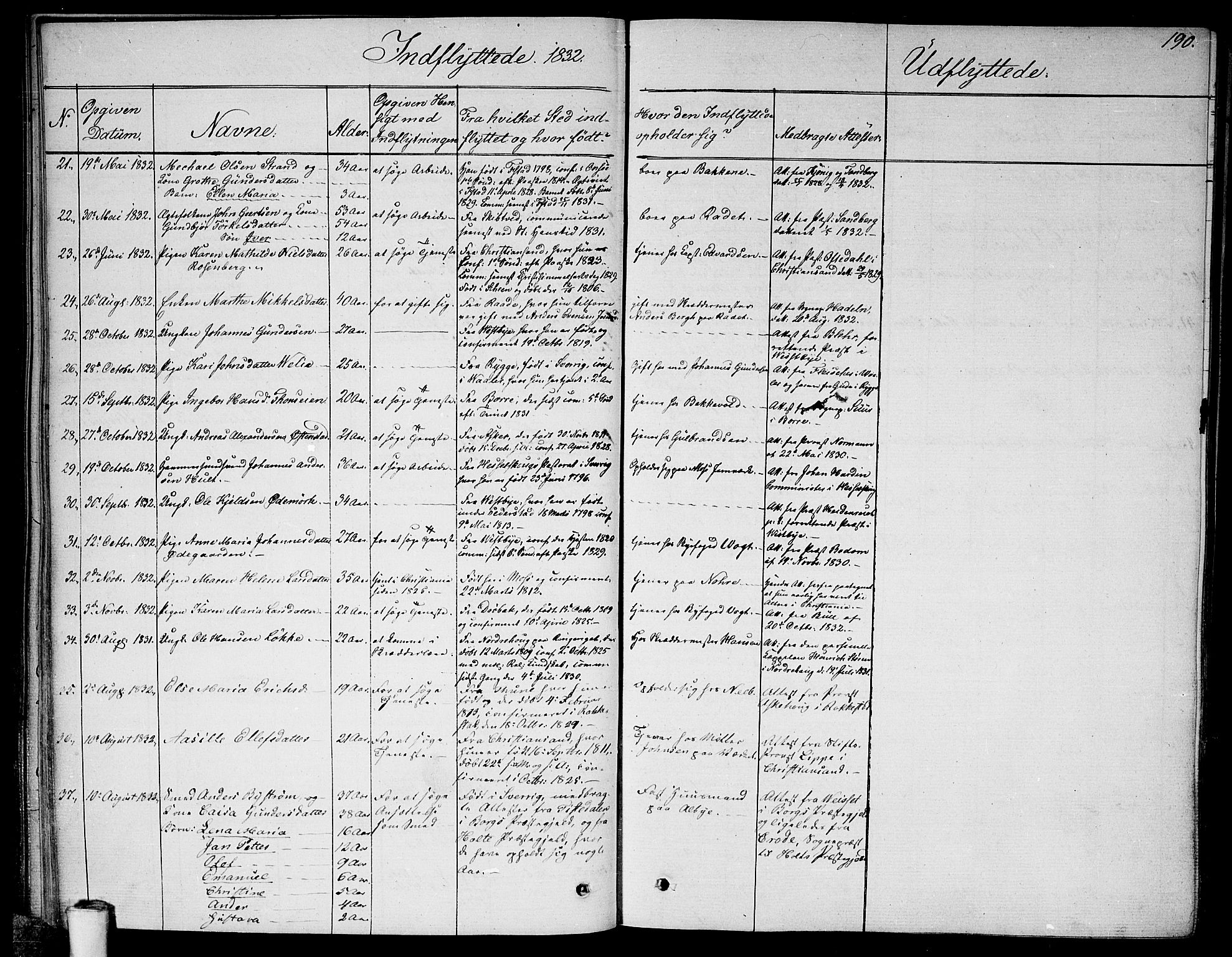 Moss prestekontor Kirkebøker, SAO/A-2003/F/Fa/L0006: Parish register (official) no. I 6, 1829-1844, p. 190