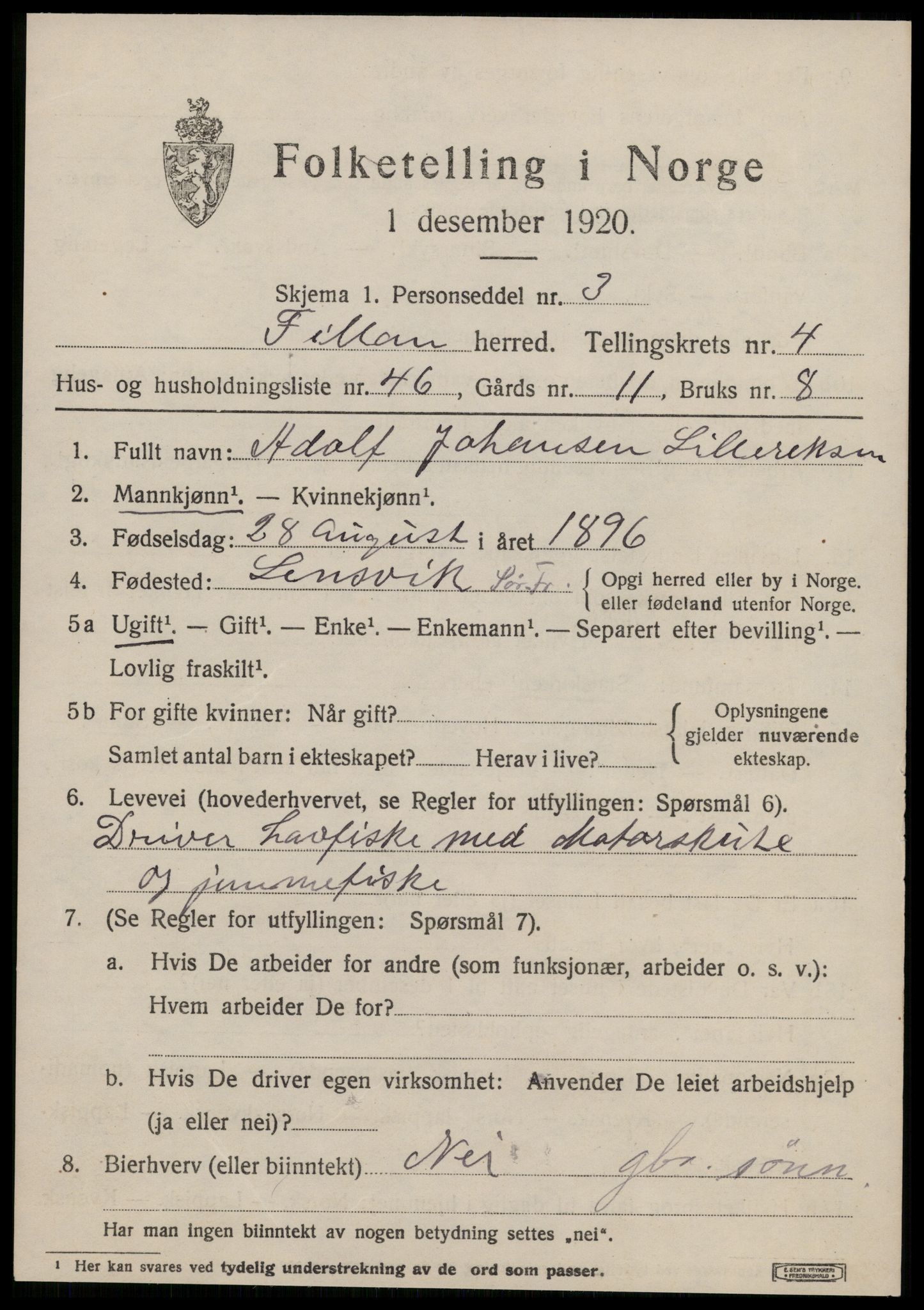 SAT, 1920 census for Fillan, 1920, p. 2342