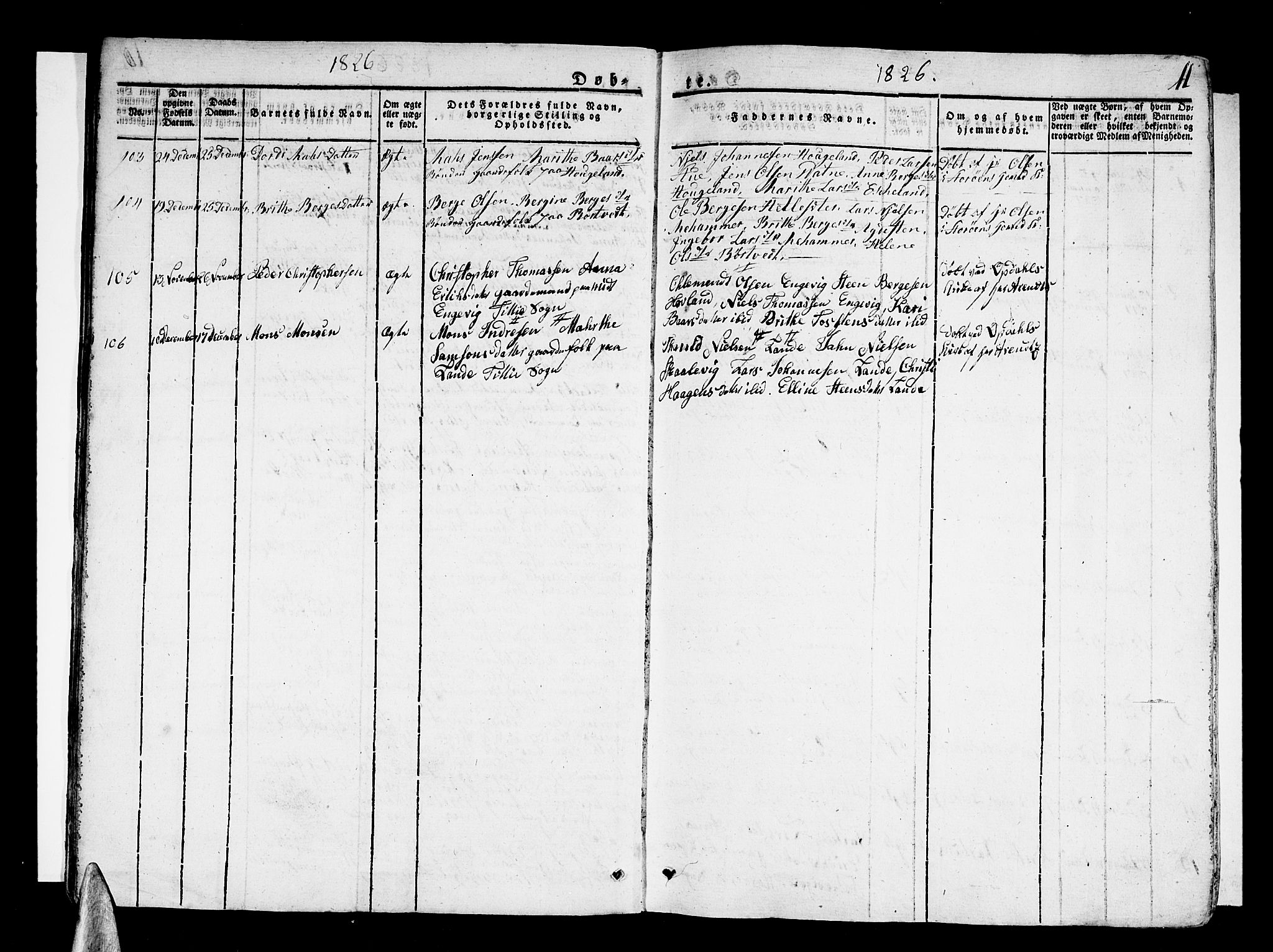 Stord sokneprestembete, SAB/A-78201/H/Haa: Parish register (official) no. A 6, 1826-1840, p. 11