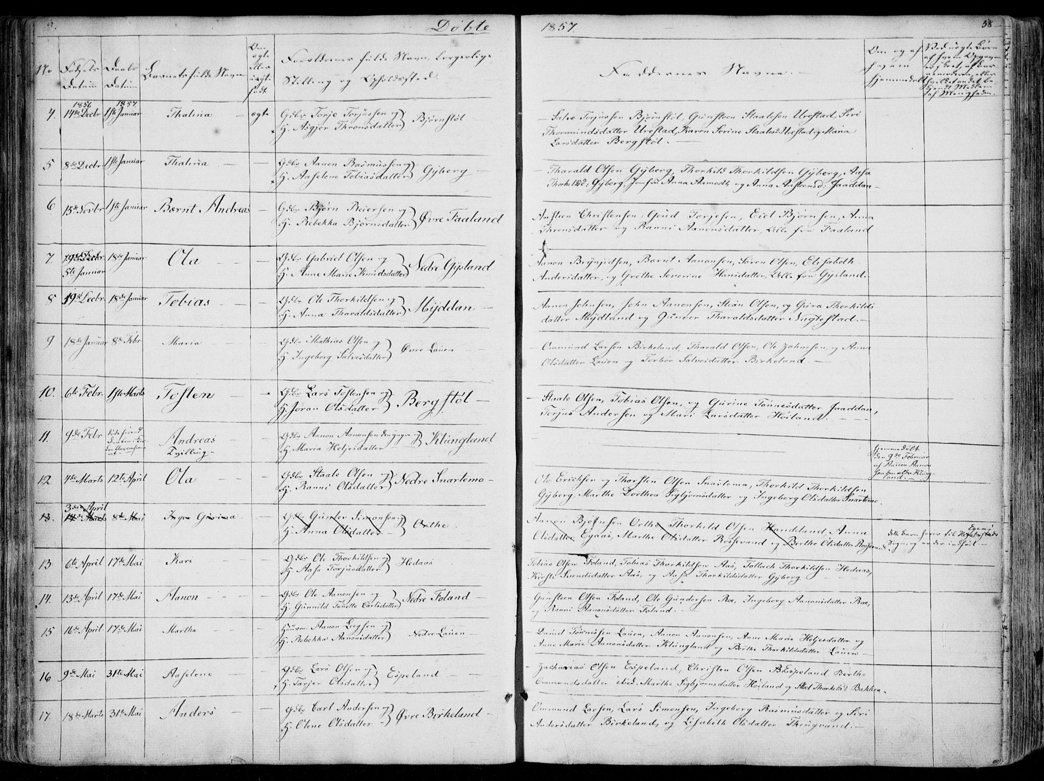 Hægebostad sokneprestkontor, SAK/1111-0024/F/Fa/Faa/L0004: Parish register (official) no. A 4, 1834-1864, p. 58