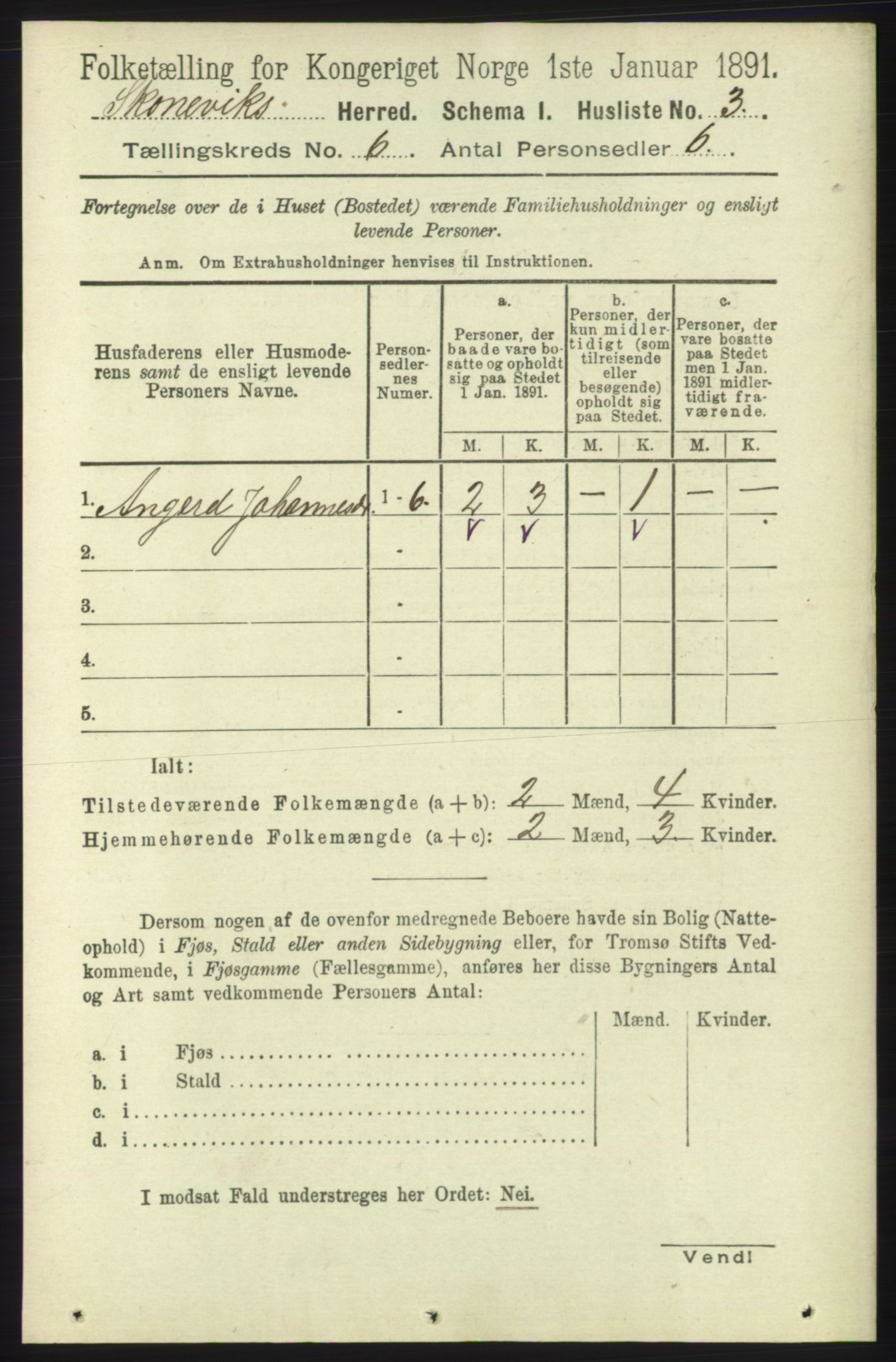 RA, 1891 census for 1212 Skånevik, 1891, p. 1484