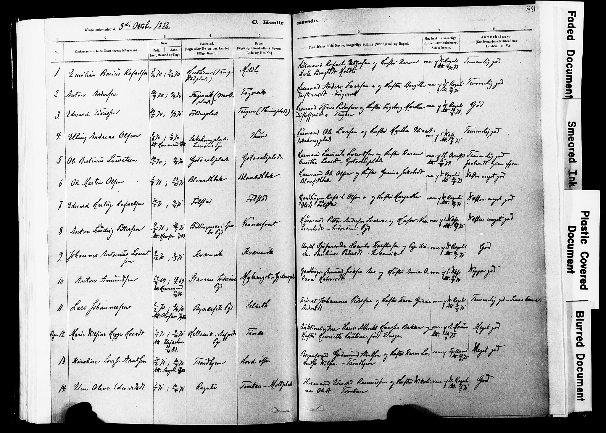 Ministerialprotokoller, klokkerbøker og fødselsregistre - Nord-Trøndelag, SAT/A-1458/744/L0420: Parish register (official) no. 744A04, 1882-1904, p. 89