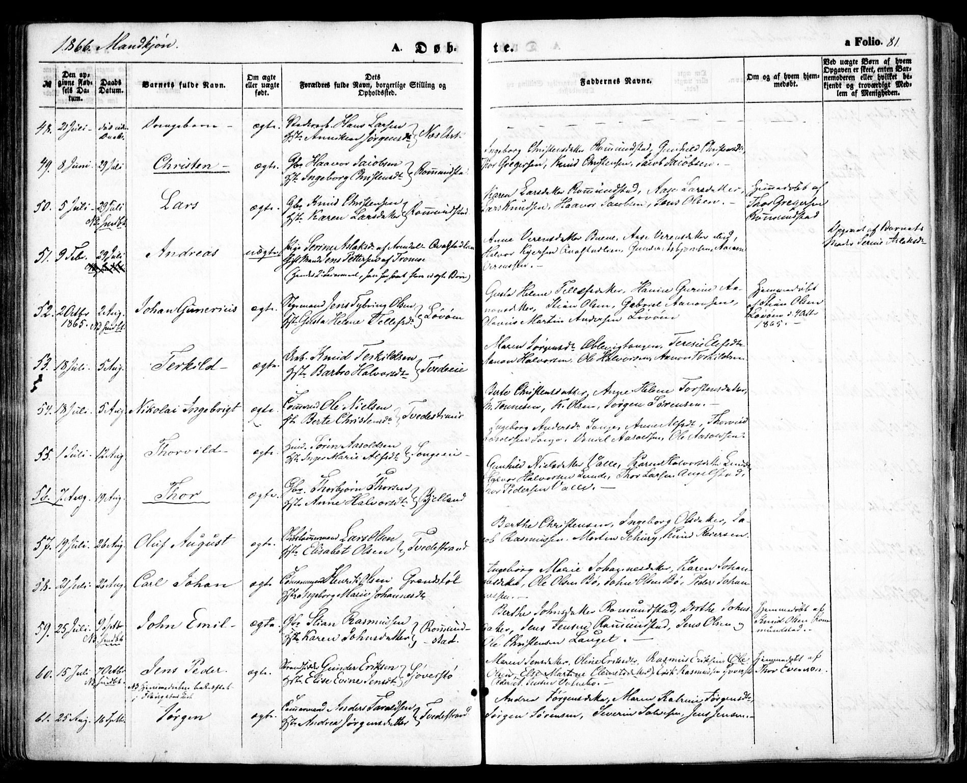 Holt sokneprestkontor, AV/SAK-1111-0021/F/Fa/L0009: Parish register (official) no. A 9, 1861-1871, p. 81