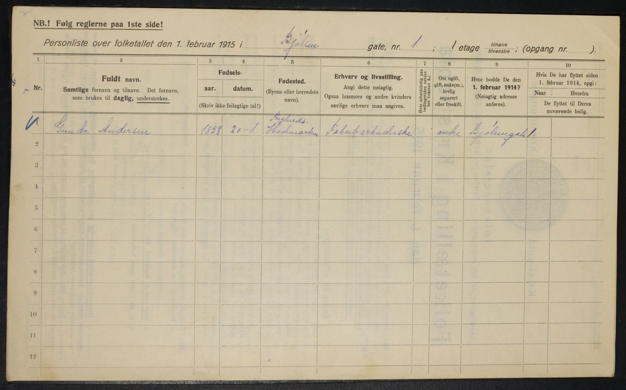 OBA, Municipal Census 1915 for Kristiania, 1915, p. 6450