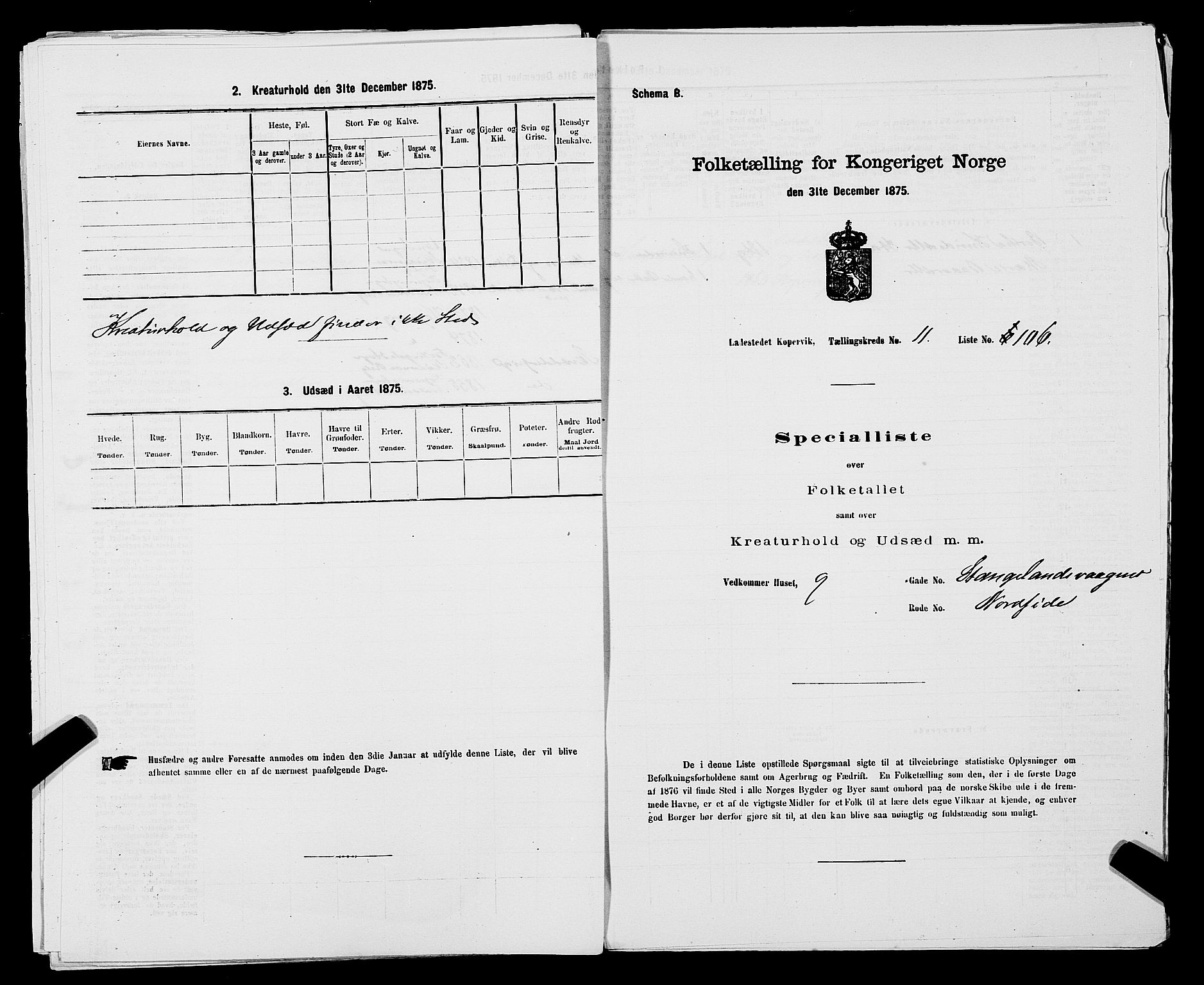 SAST, 1875 census for 1105B Avaldsnes/Kopervik, 1875, p. 211