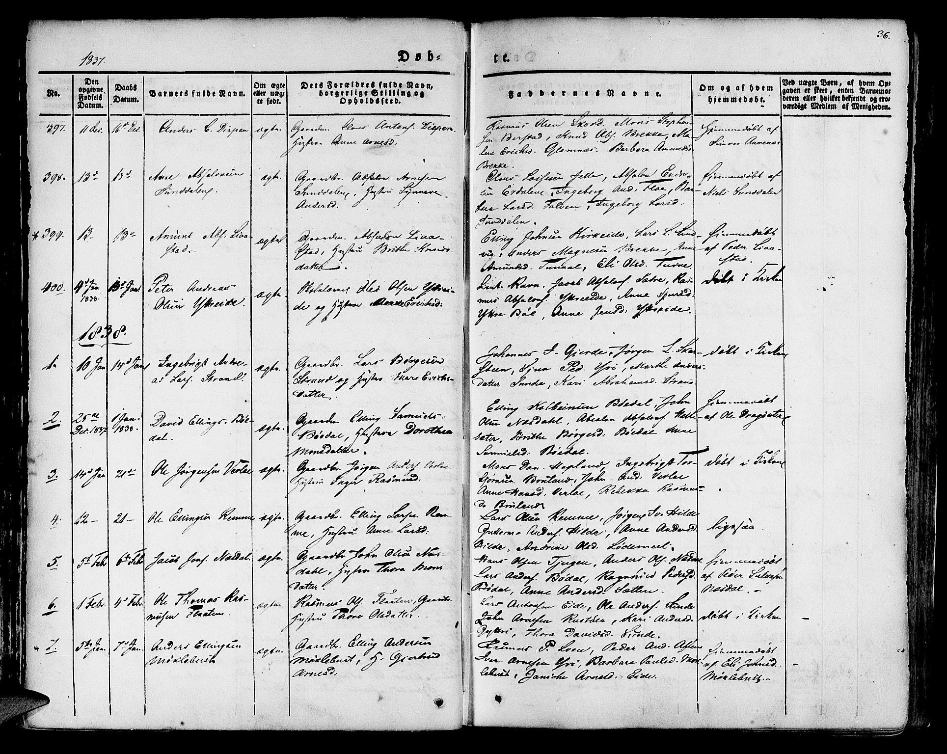 Innvik sokneprestembete, SAB/A-80501: Parish register (official) no. A 4I, 1831-1846, p. 36