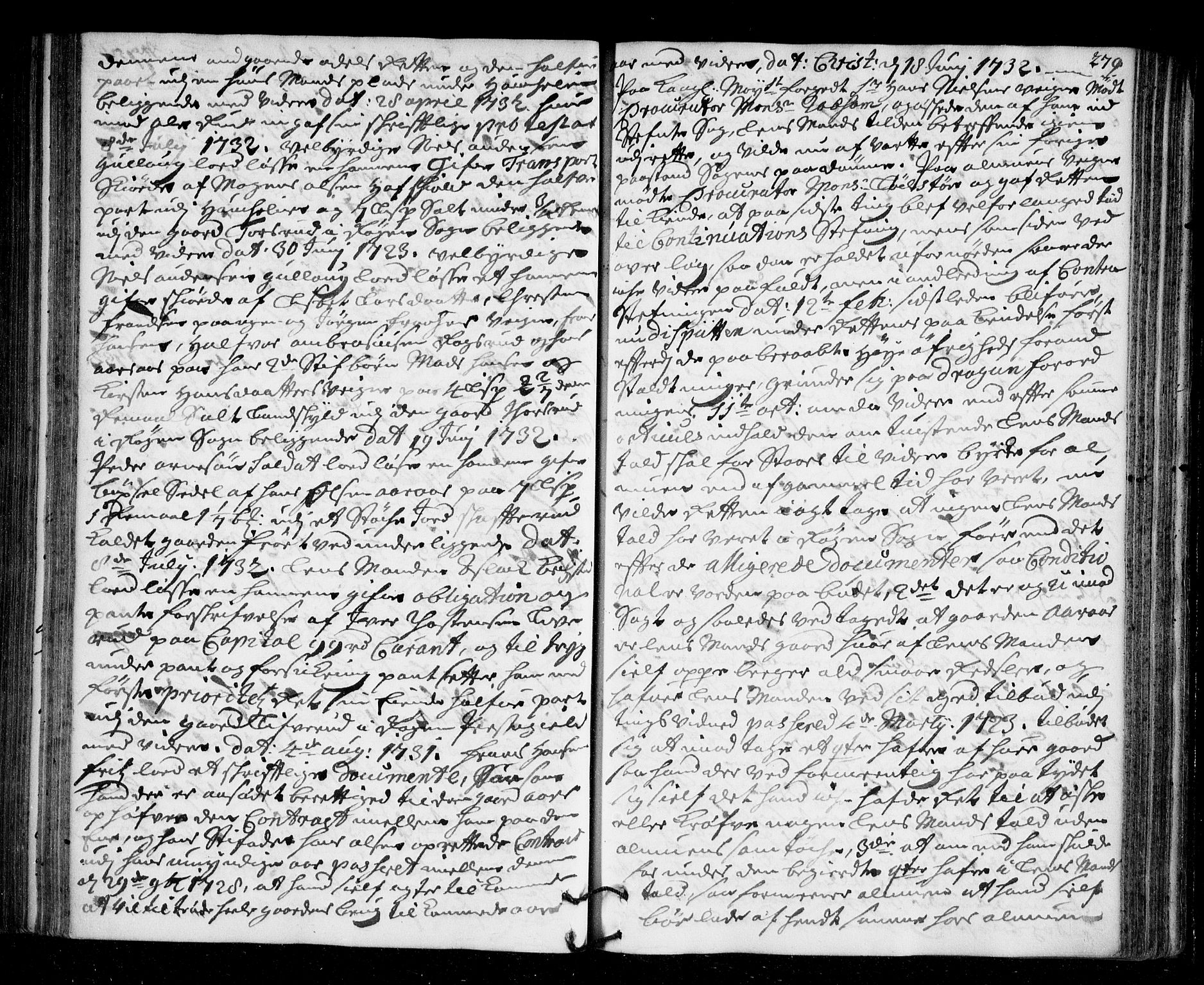Lier, Røyken og Hurum sorenskriveri, SAKO/A-89/F/Fa/L0046: Tingbok, 1729-1733, p. 279