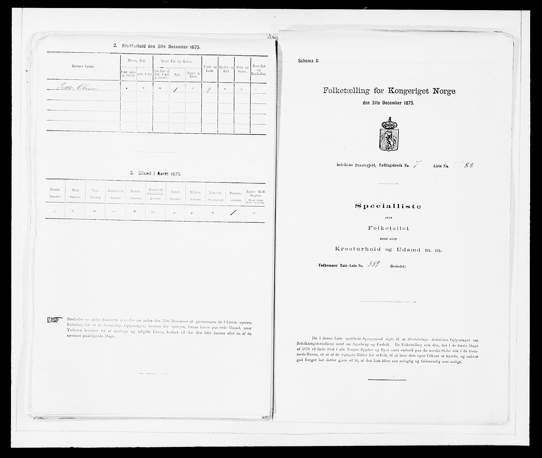 SAB, 1875 Census for 1447P Innvik, 1875, p. 887