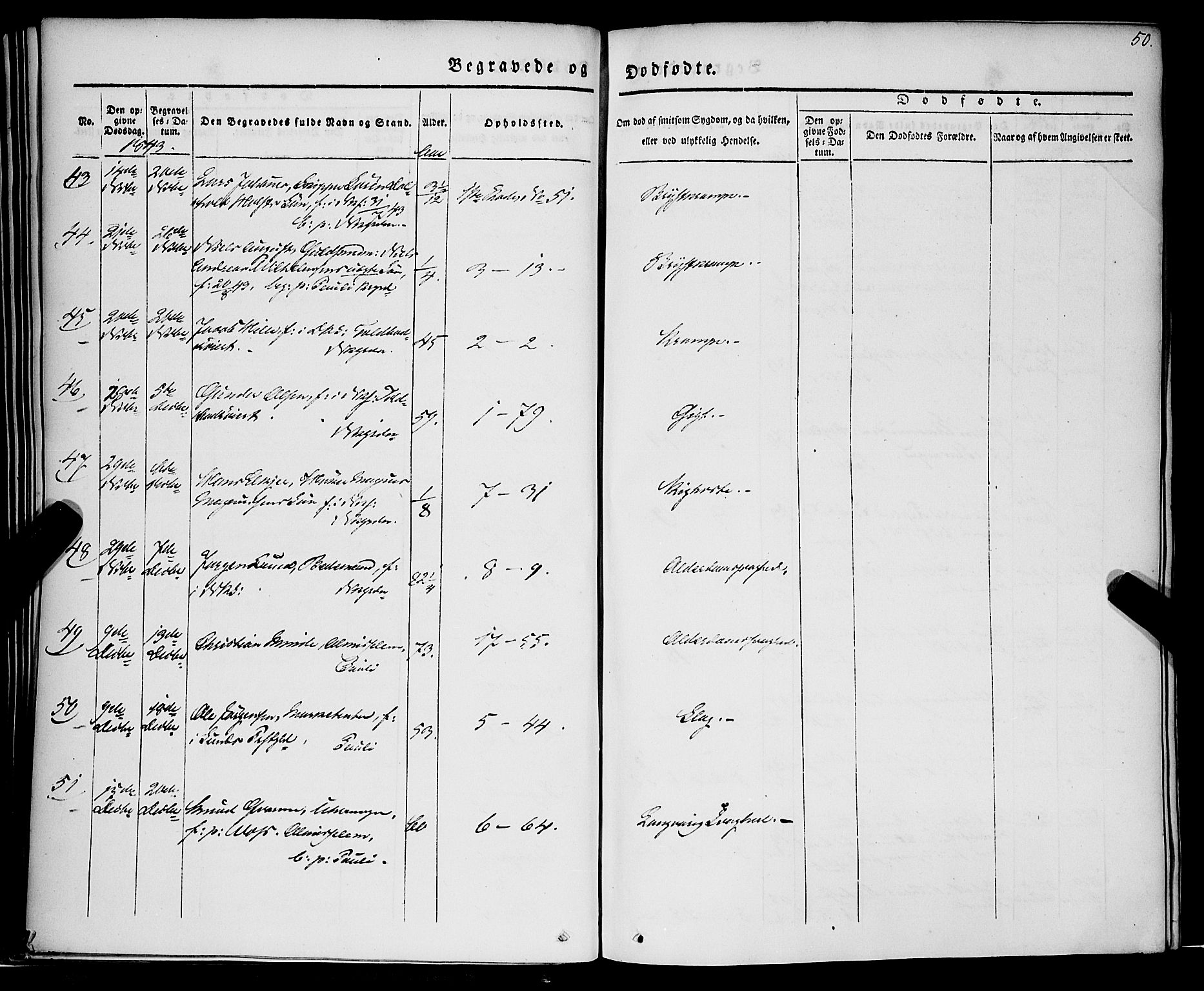 Nykirken Sokneprestembete, AV/SAB-A-77101/H/Haa/L0041: Parish register (official) no. E 1, 1833-1850, p. 50