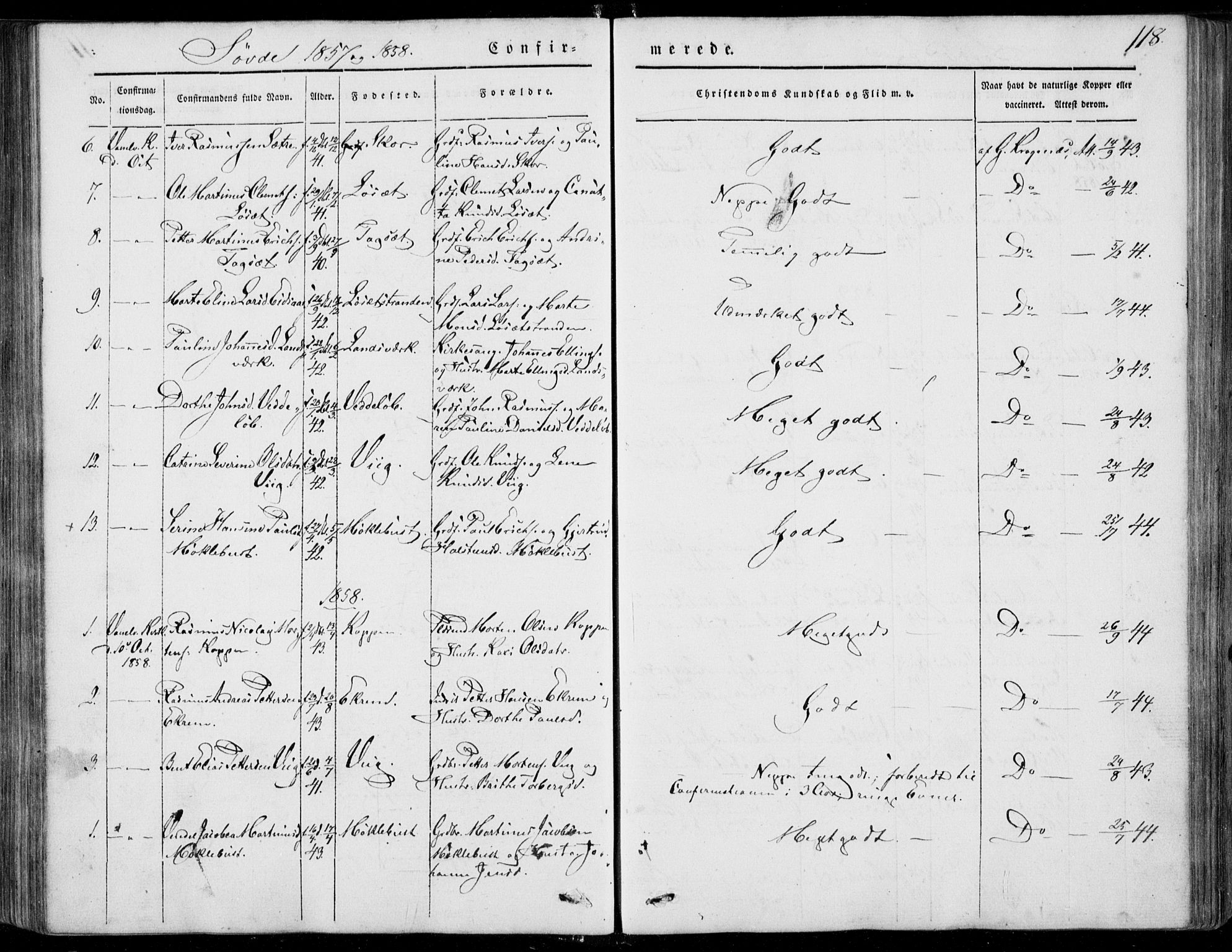 Ministerialprotokoller, klokkerbøker og fødselsregistre - Møre og Romsdal, SAT/A-1454/502/L0023: Parish register (official) no. 502A01, 1844-1873, p. 118