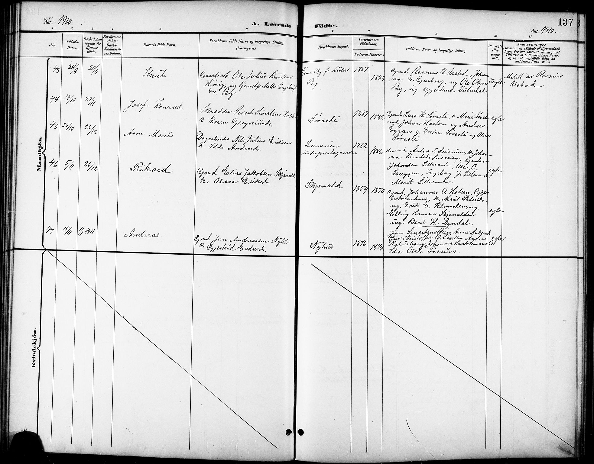 Ministerialprotokoller, klokkerbøker og fødselsregistre - Sør-Trøndelag, AV/SAT-A-1456/668/L0819: Parish register (copy) no. 668C08, 1899-1912, p. 137