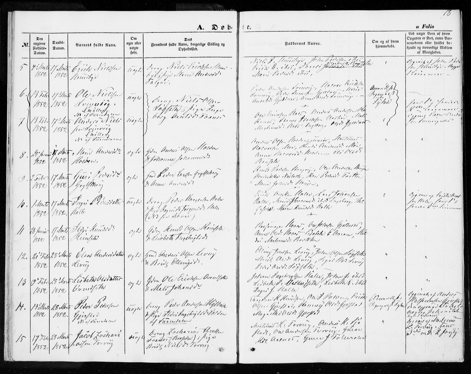 Ministerialprotokoller, klokkerbøker og fødselsregistre - Møre og Romsdal, SAT/A-1454/592/L1026: Parish register (official) no. 592A04, 1849-1867, p. 18