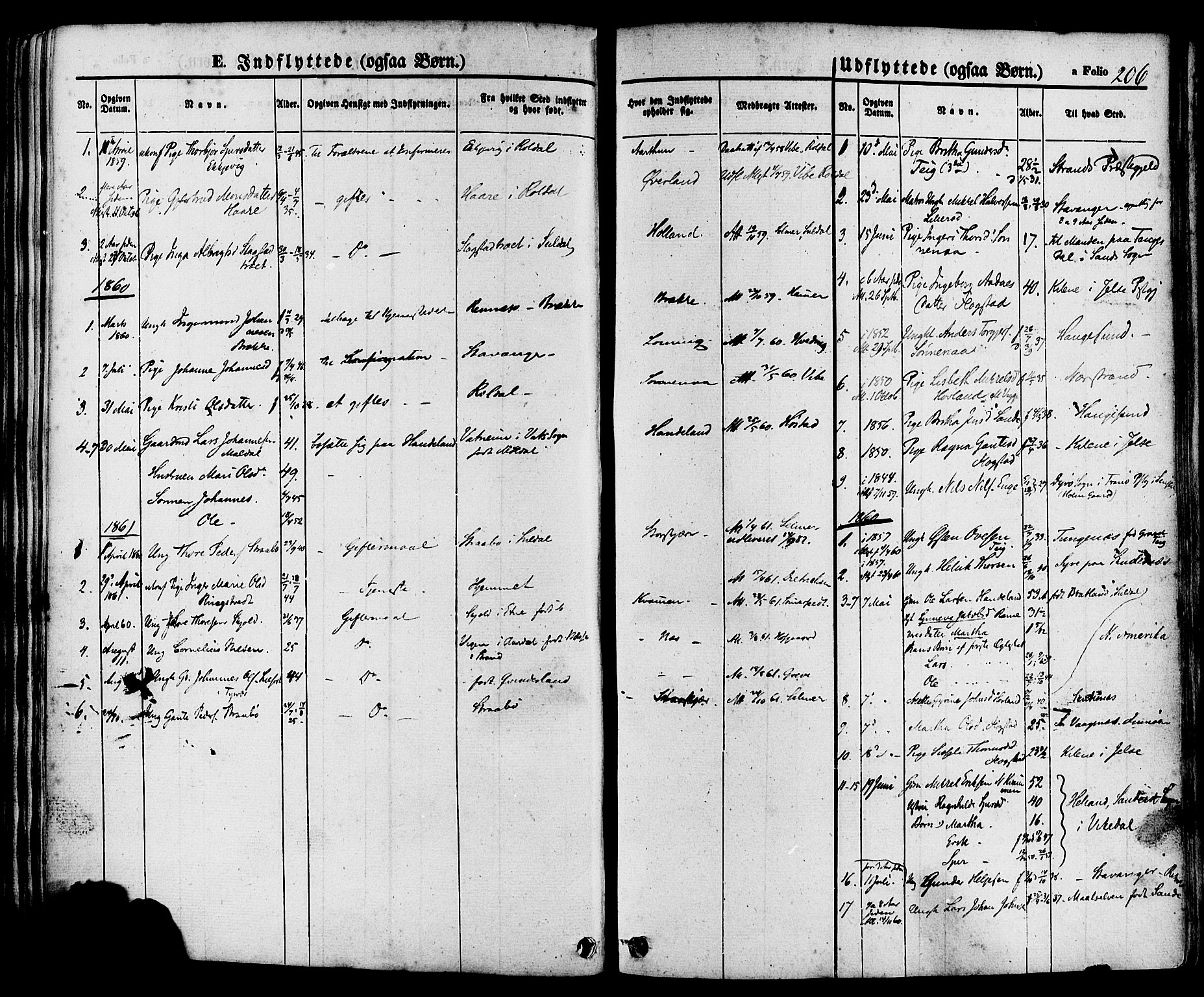 Sand sokneprestkontor, AV/SAST-A-101848/01/III/L0004: Parish register (official) no. A 4, 1859-1880, p. 206