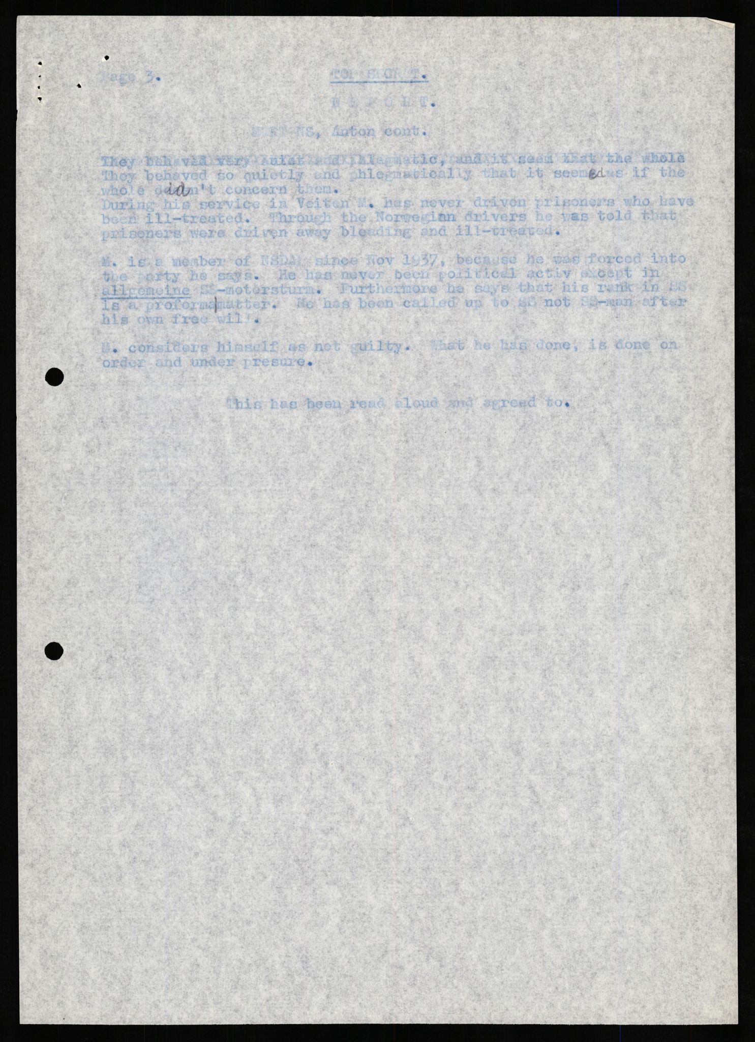 Forsvaret, Forsvarets overkommando II, AV/RA-RAFA-3915/D/Db/L0021: CI Questionaires. Tyske okkupasjonsstyrker i Norge. Tyskere., 1945-1946, p. 424