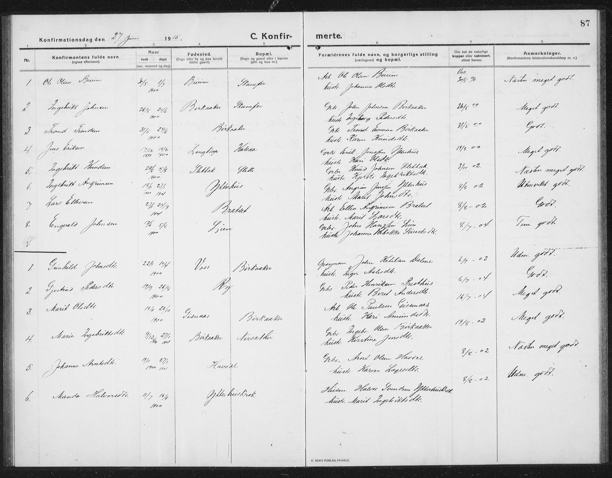 Ministerialprotokoller, klokkerbøker og fødselsregistre - Sør-Trøndelag, SAT/A-1456/675/L0888: Parish register (copy) no. 675C01, 1913-1935, p. 87