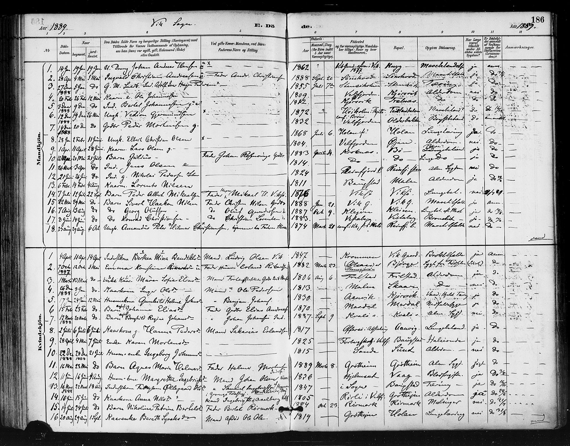 Ministerialprotokoller, klokkerbøker og fødselsregistre - Nordland, SAT/A-1459/812/L0178: Parish register (official) no. 812A07, 1886-1900, p. 186
