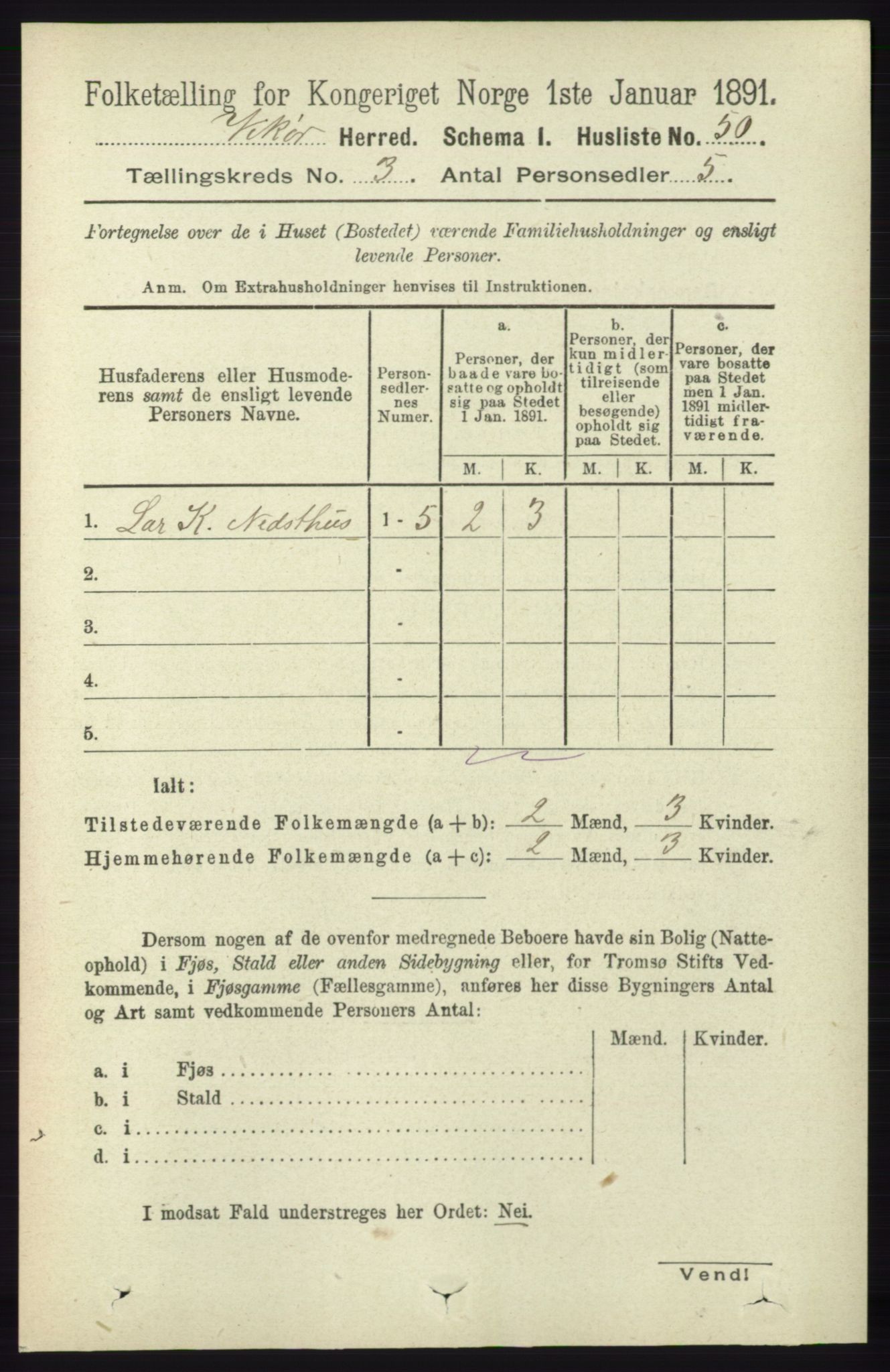 RA, 1891 census for 1238 Vikør, 1891, p. 742