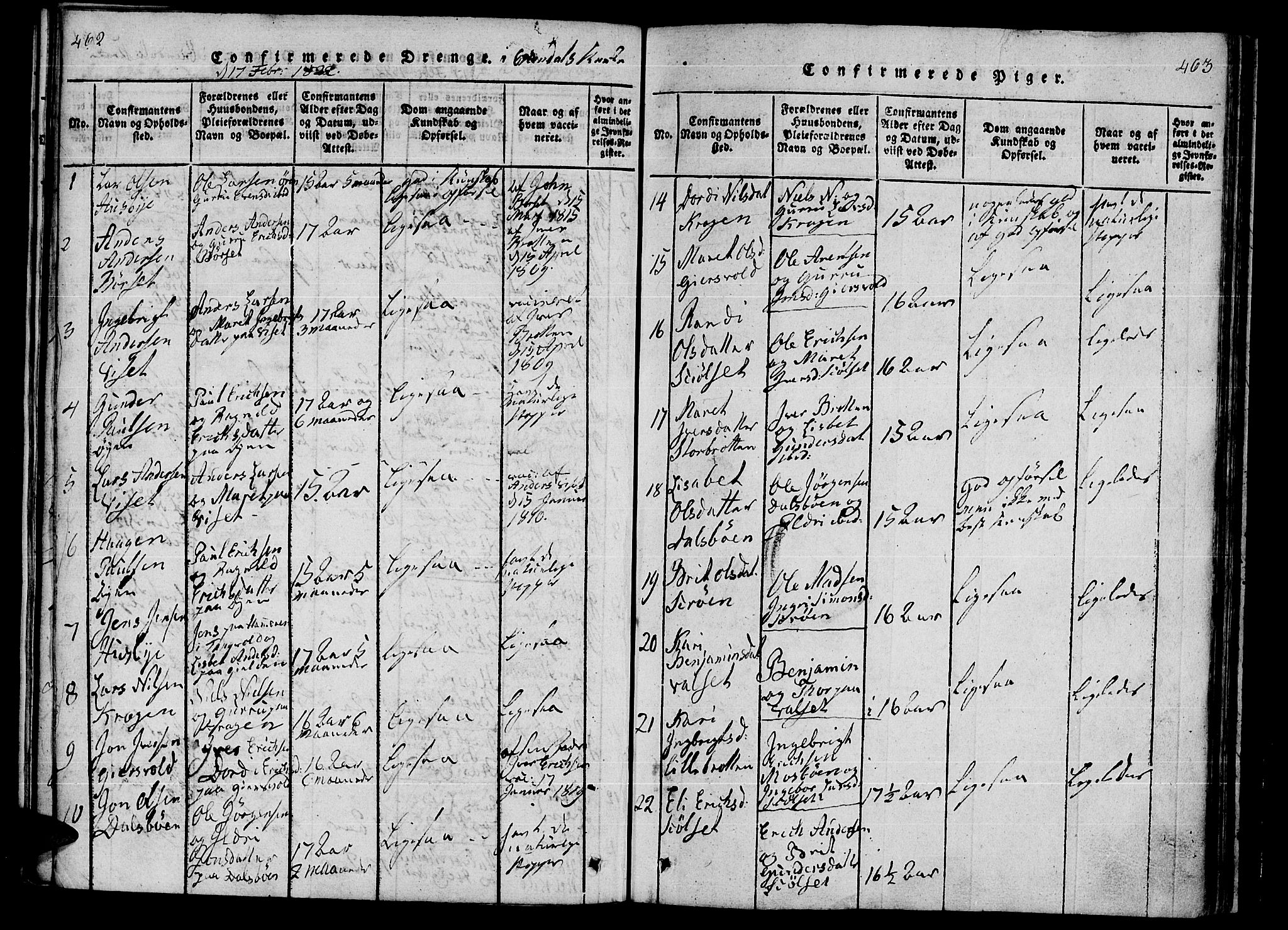 Ministerialprotokoller, klokkerbøker og fødselsregistre - Møre og Romsdal, AV/SAT-A-1454/590/L1009: Parish register (official) no. 590A03 /1, 1819-1832, p. 462-463