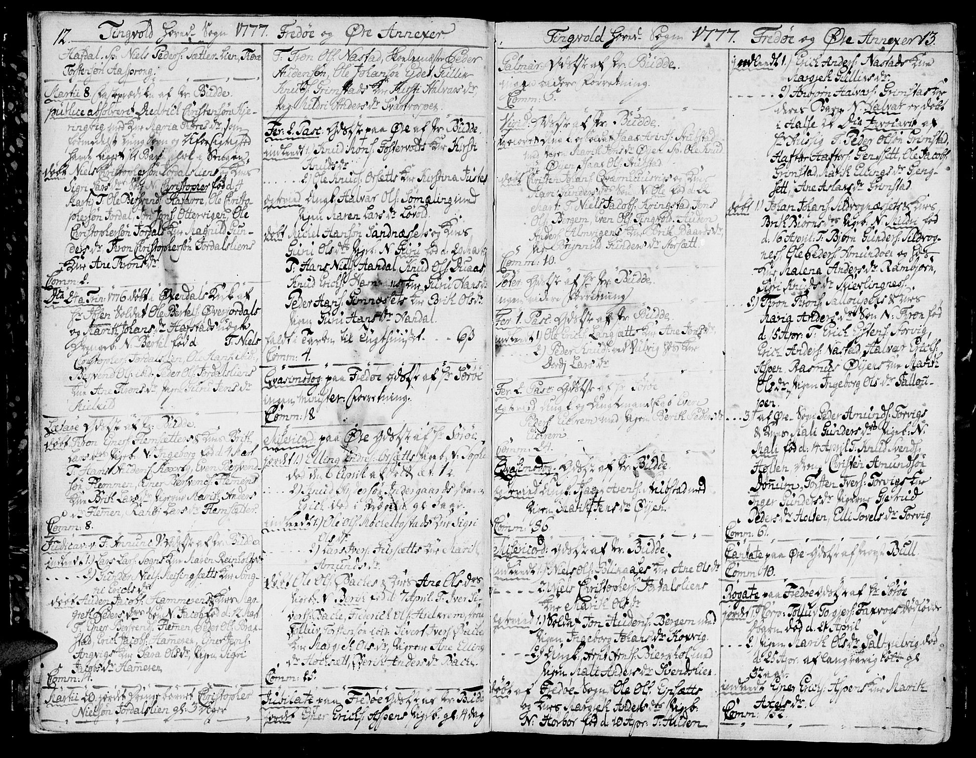 Ministerialprotokoller, klokkerbøker og fødselsregistre - Møre og Romsdal, SAT/A-1454/586/L0980: Parish register (official) no. 586A06, 1776-1794, p. 12-13