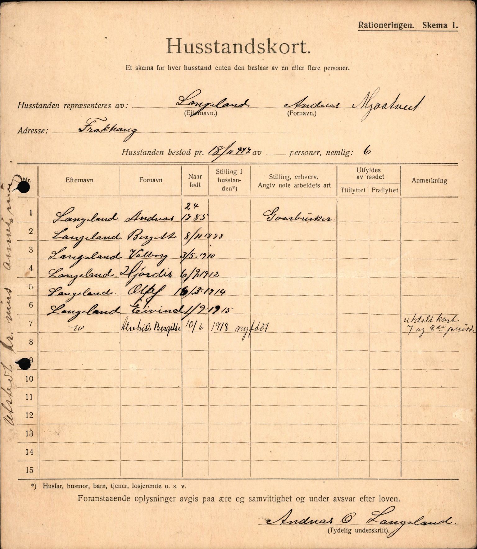 IKAH, Meland kommune, Provianteringsrådet, Husstander per 01.11.1917, 1917-1918, p. 159
