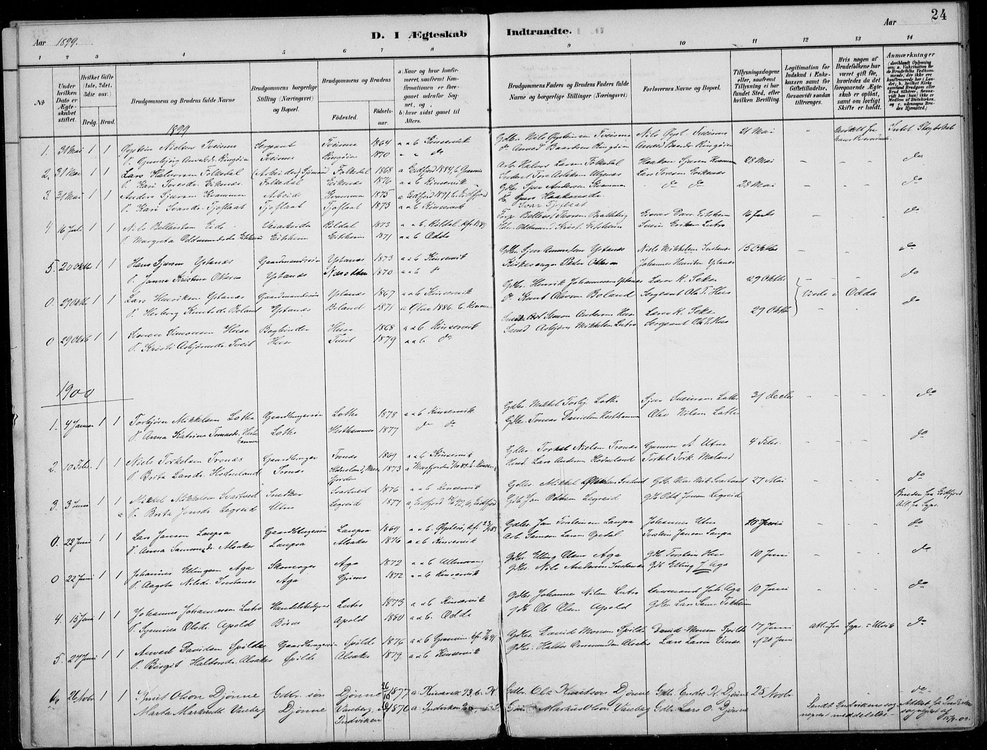 Ullensvang sokneprestembete, SAB/A-78701/H/Haa: Parish register (official) no. E  3, 1883-1916, p. 24