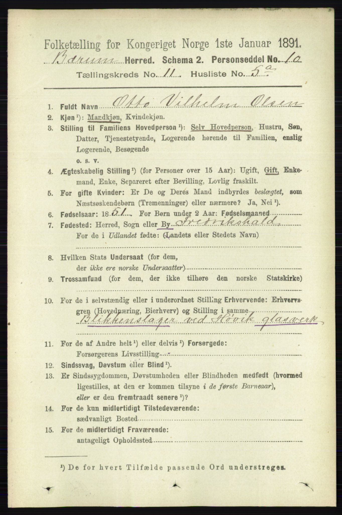 RA, 1891 census for 0219 Bærum, 1891, p. 7286