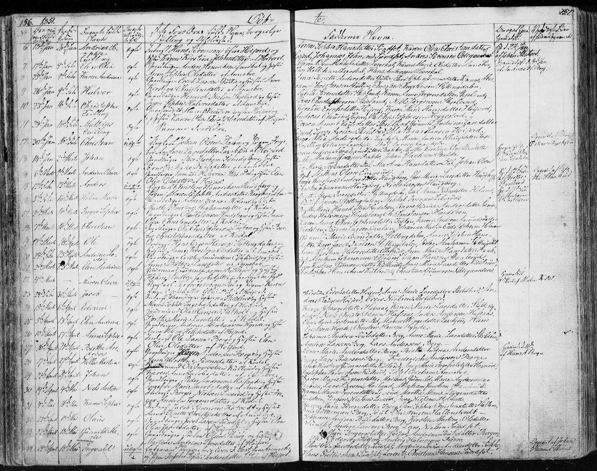 Andebu kirkebøker, AV/SAKO-A-336/F/Fa/L0004: Parish register (official) no. 4, 1829-1856, p. 156-157