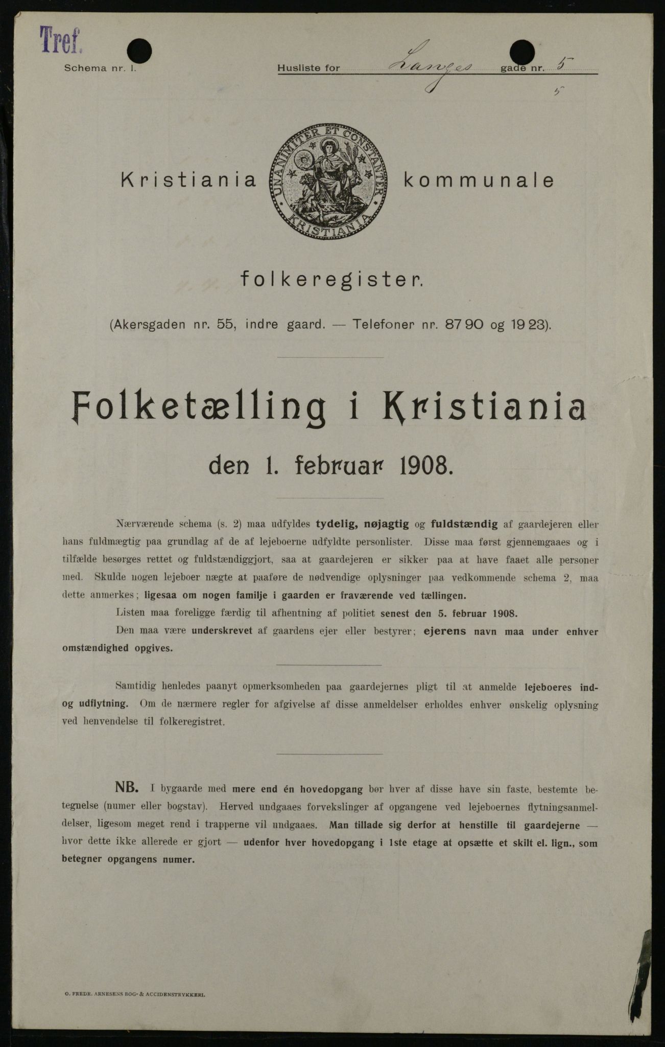 OBA, Municipal Census 1908 for Kristiania, 1908, p. 50536