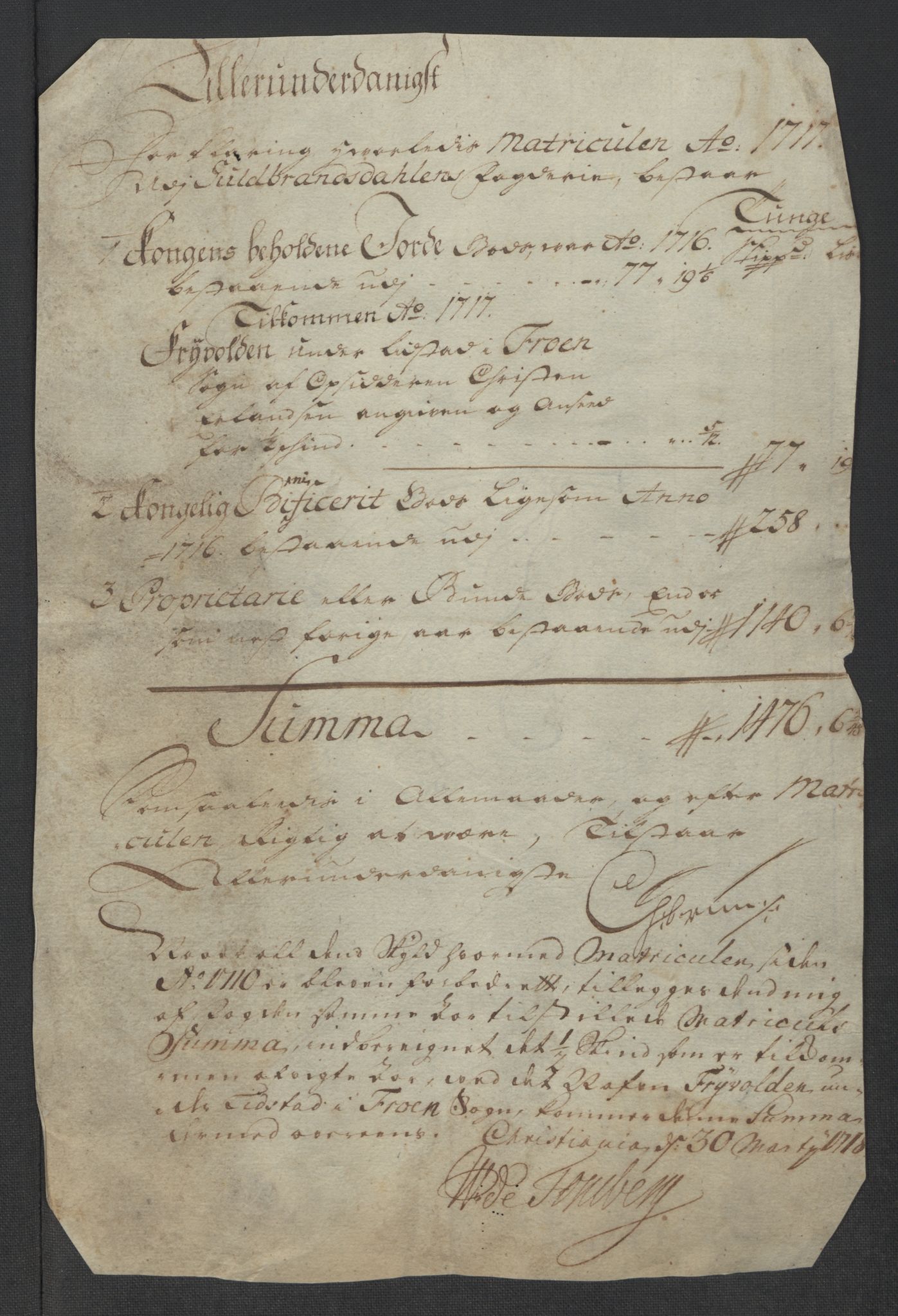 Rentekammeret inntil 1814, Reviderte regnskaper, Fogderegnskap, RA/EA-4092/R17/L1187: Fogderegnskap Gudbrandsdal, 1717, p. 11