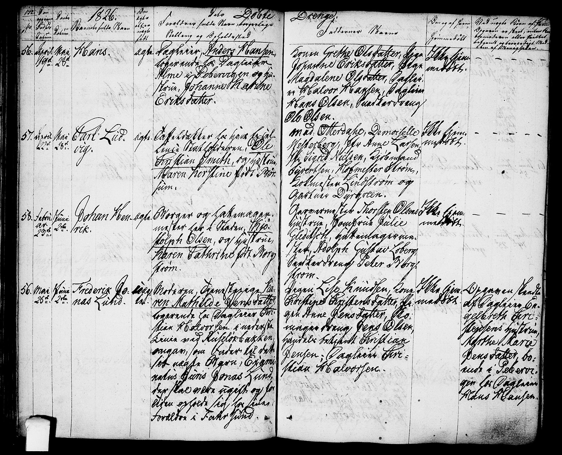 Oslo domkirke Kirkebøker, SAO/A-10752/F/Fa/L0010: Parish register (official) no. 10, 1824-1830, p. 172-173