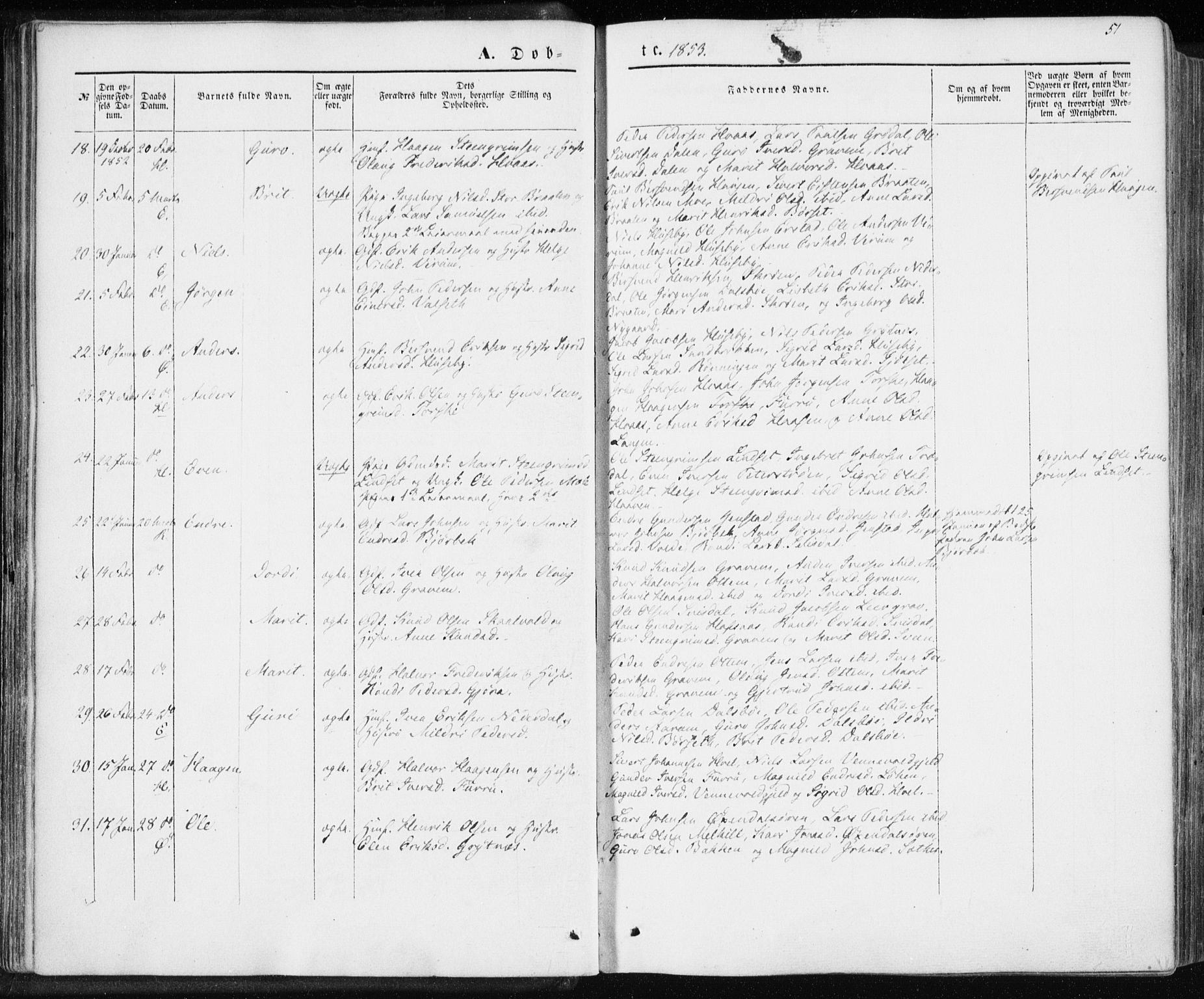 Ministerialprotokoller, klokkerbøker og fødselsregistre - Møre og Romsdal, AV/SAT-A-1454/590/L1013: Parish register (official) no. 590A05, 1847-1877, p. 51