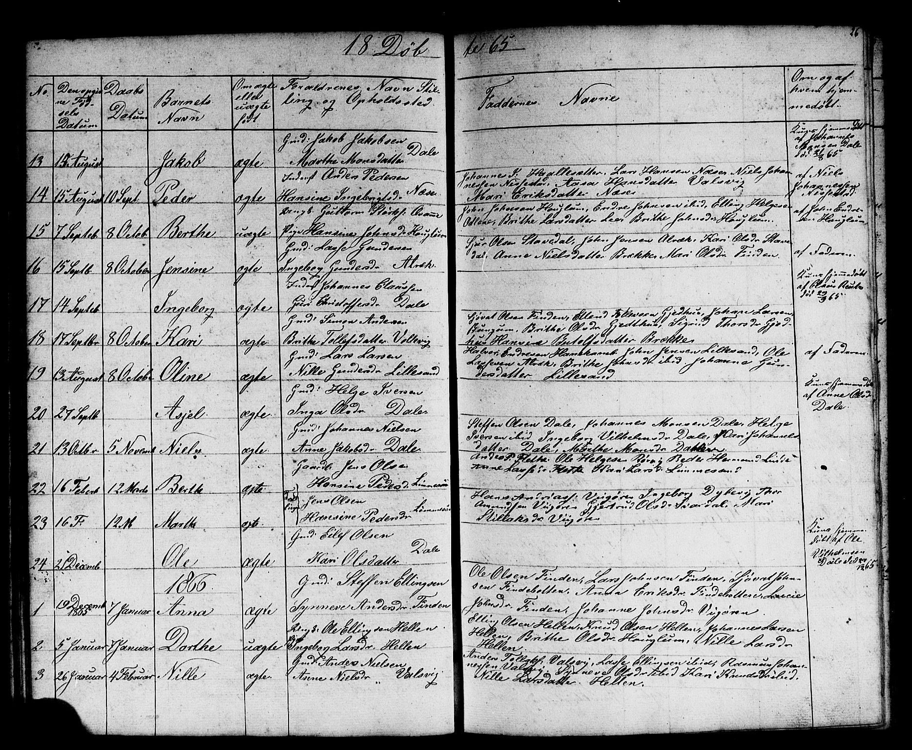 Vik sokneprestembete, AV/SAB-A-81501/H/Hab/Habb/L0001: Parish register (copy) no. B 1, 1847-1877, p. 26