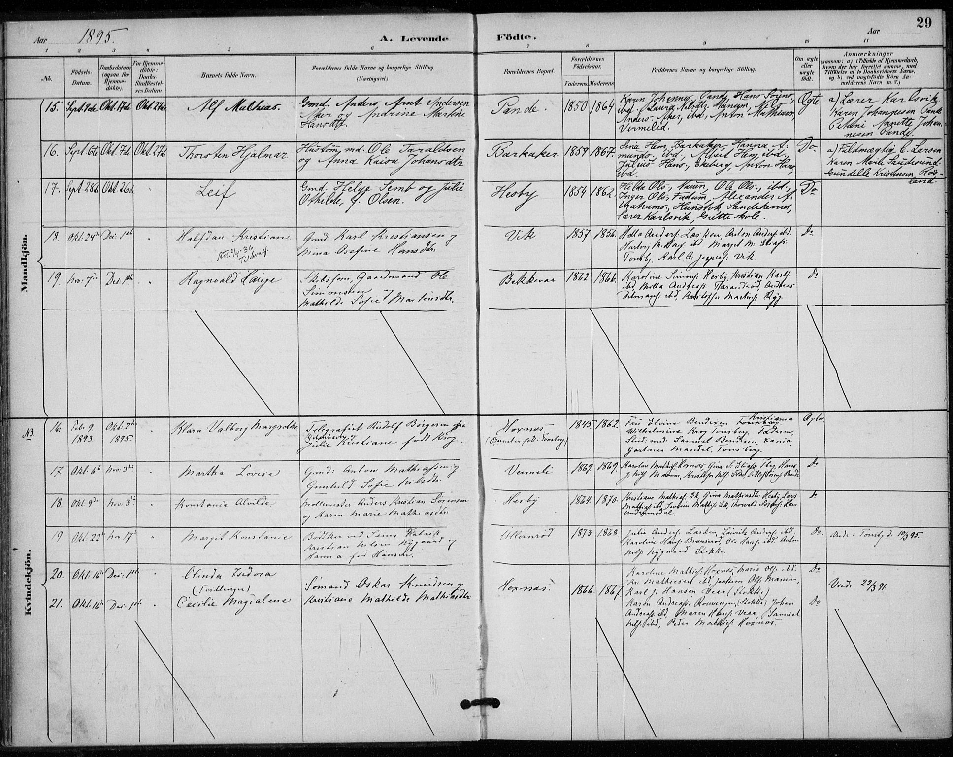 Sem kirkebøker, AV/SAKO-A-5/F/Fa/L0011: Parish register (official) no. I 11, 1888-1904, p. 29