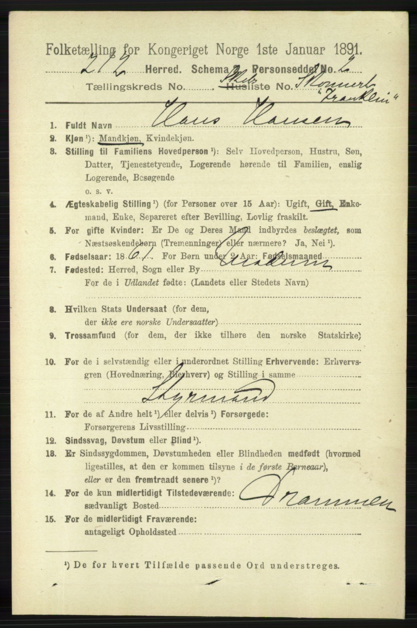 RA, 1891 census for 1116 Eigersund herred, 1891, p. 3425